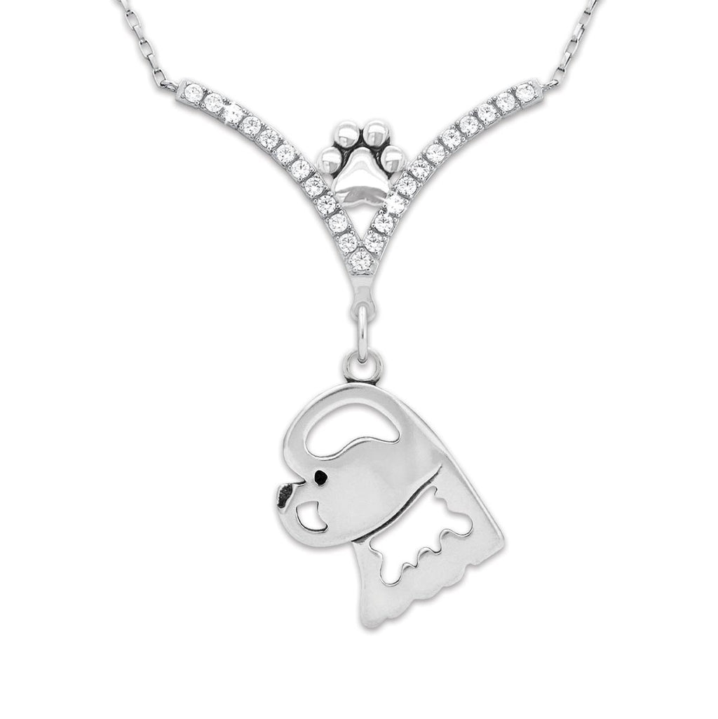 CZ Bichon Frise Necklace