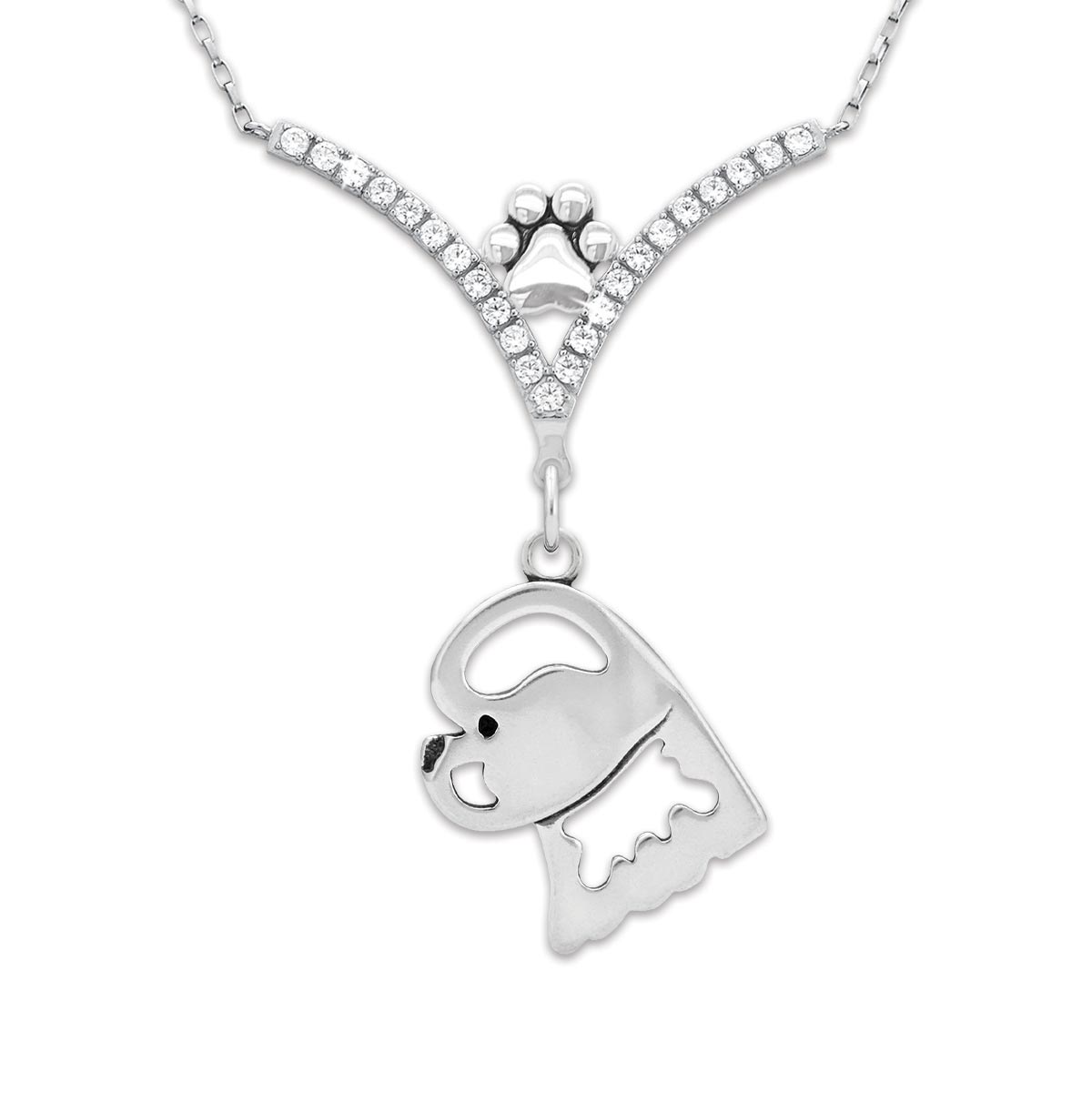 CZ Bichon Frise Necklace