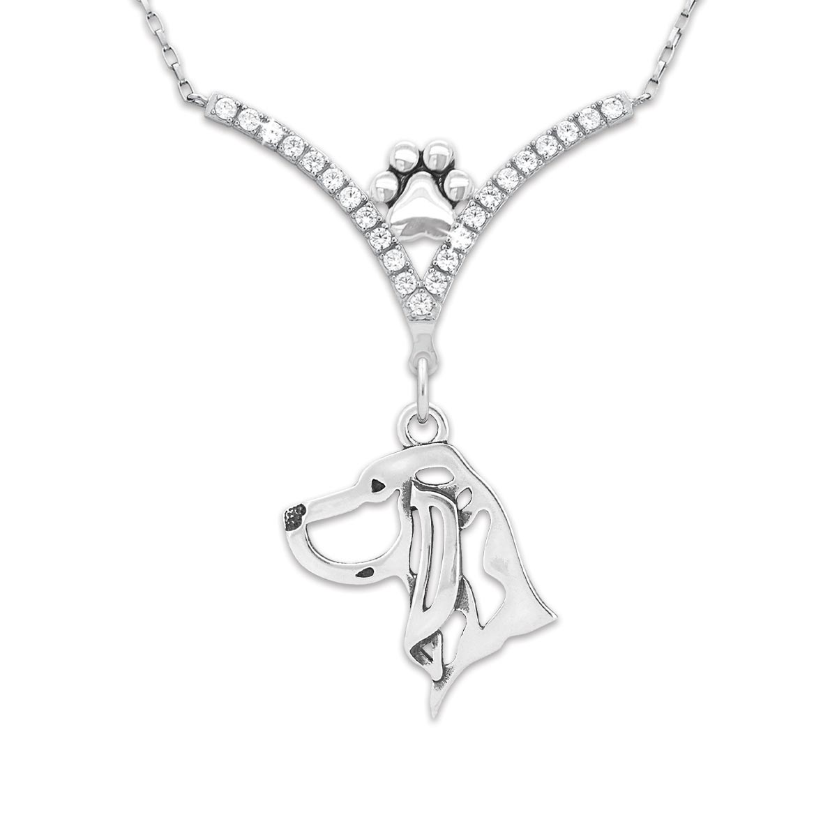 CZ Black & Tan Coonhound Necklace