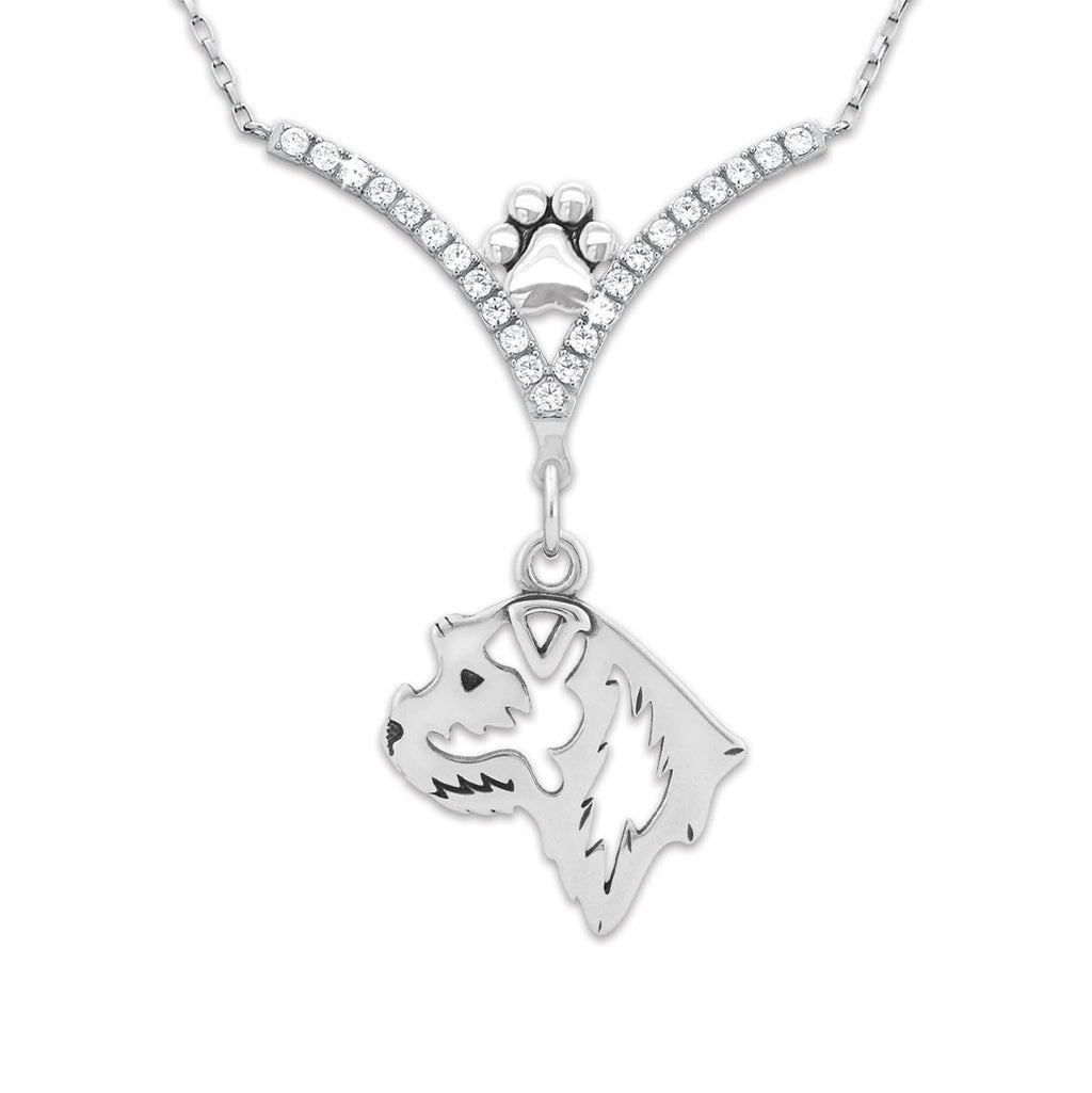 CZ Border Terrier Necklace