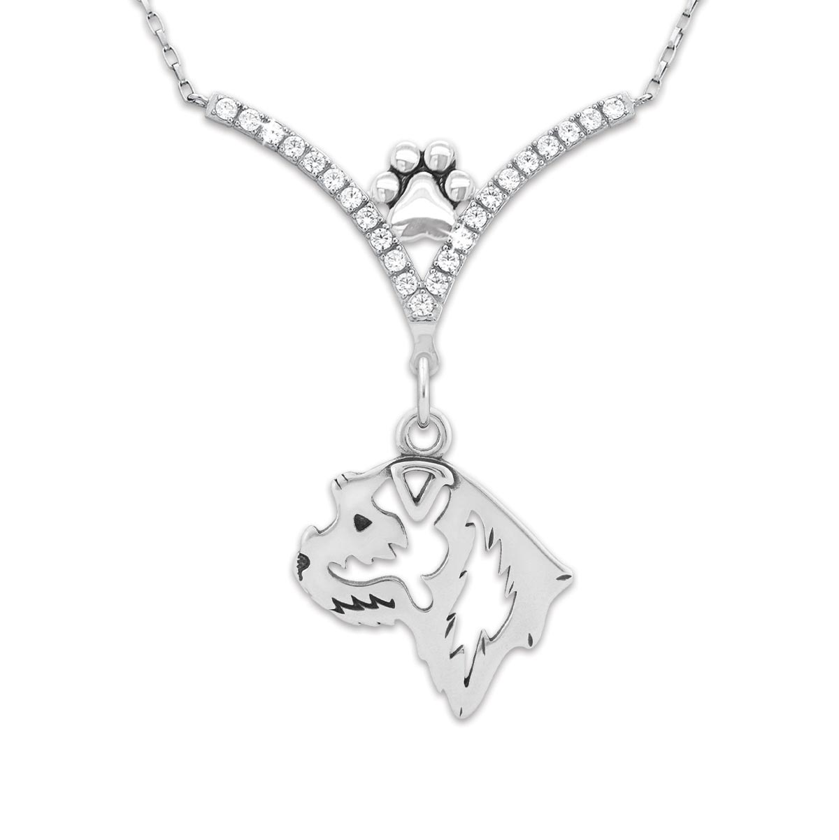 CZ Border Terrier Necklace