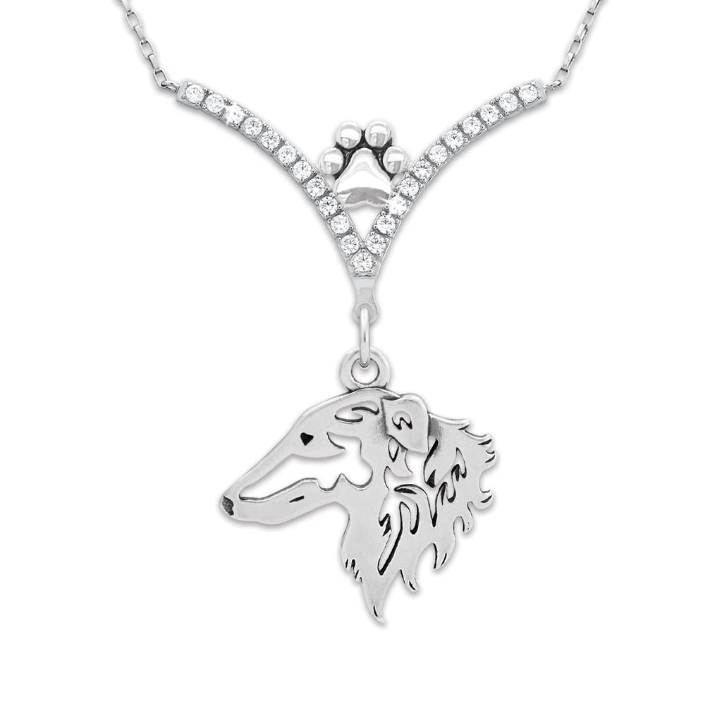 CZ Borzoi Necklace
