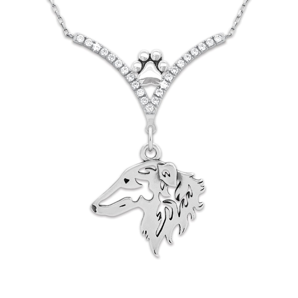 CZ Borzoi Necklace