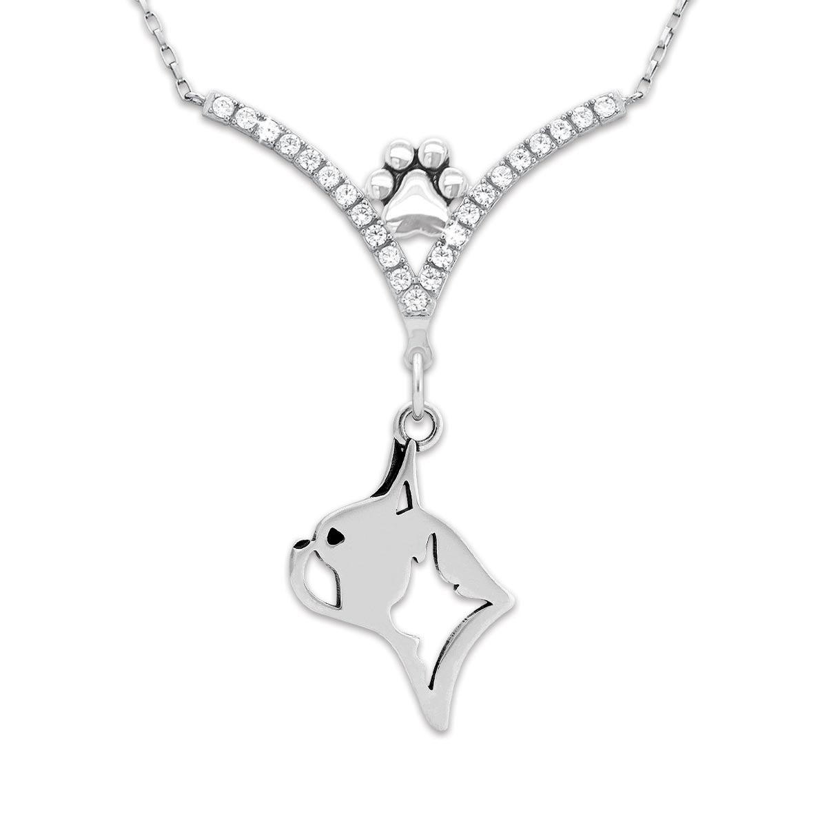 CZ Boston Terrier Necklace