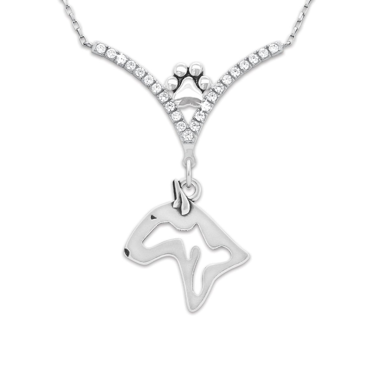 CZ Bull Terrier Necklace