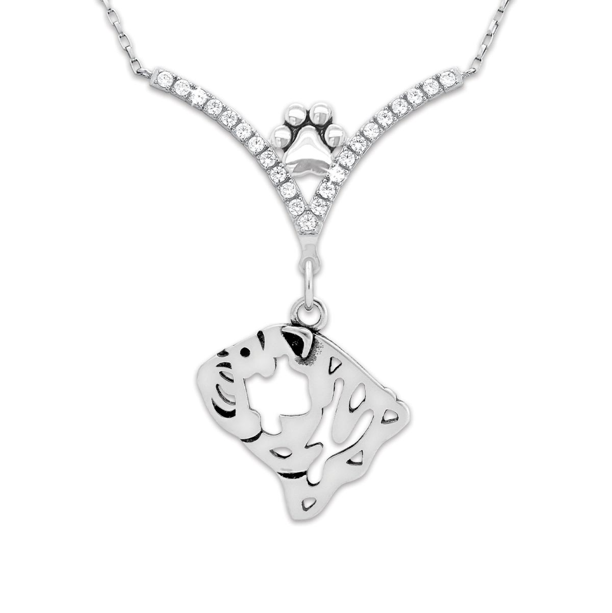CZ Bulldog Necklace