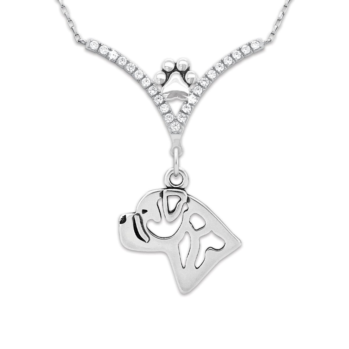 CZ Bullmastiff Necklace