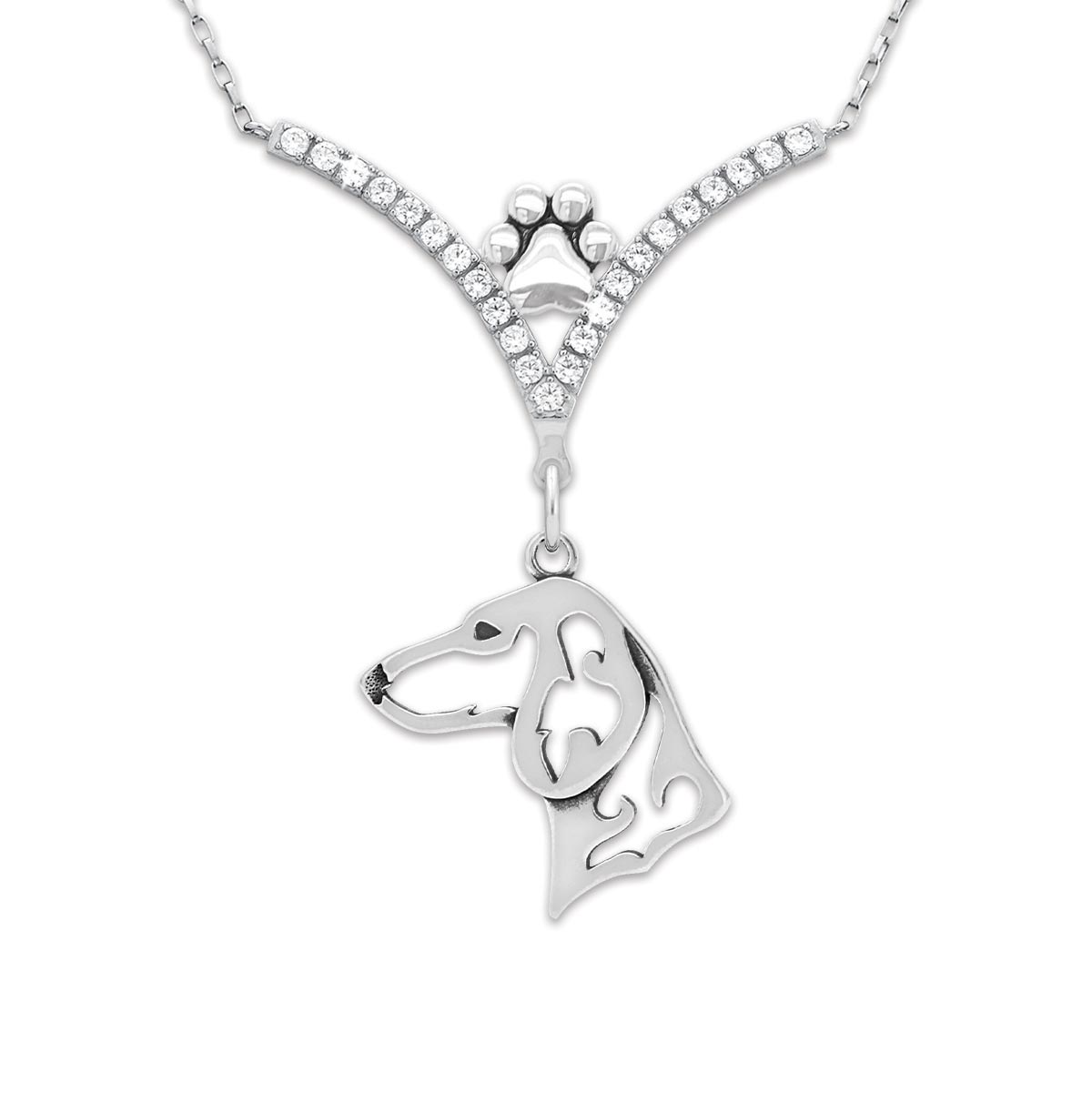CZ Dachshund Necklace - Smooth Coat