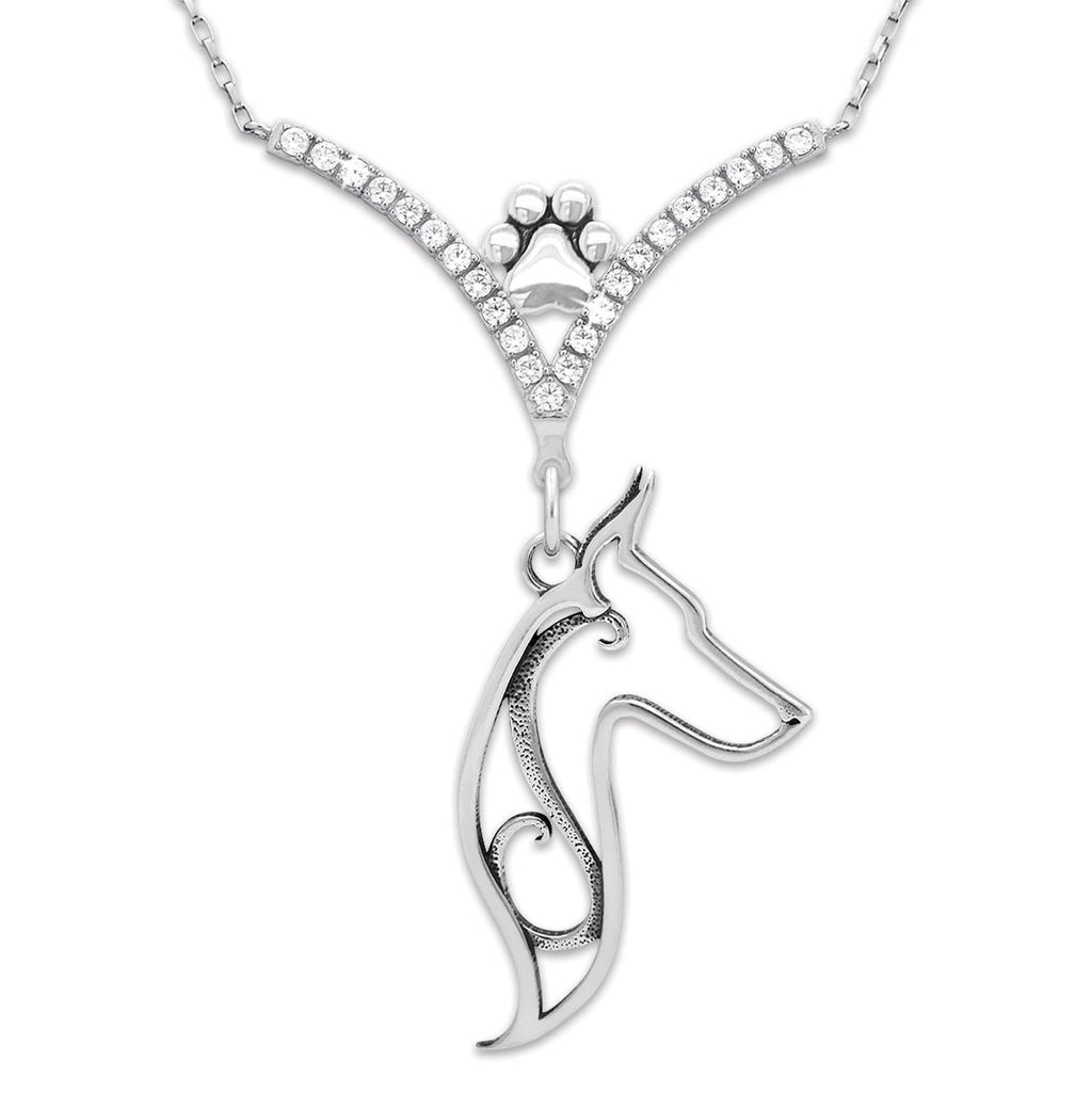 CZ Doberman Pinscher Necklace