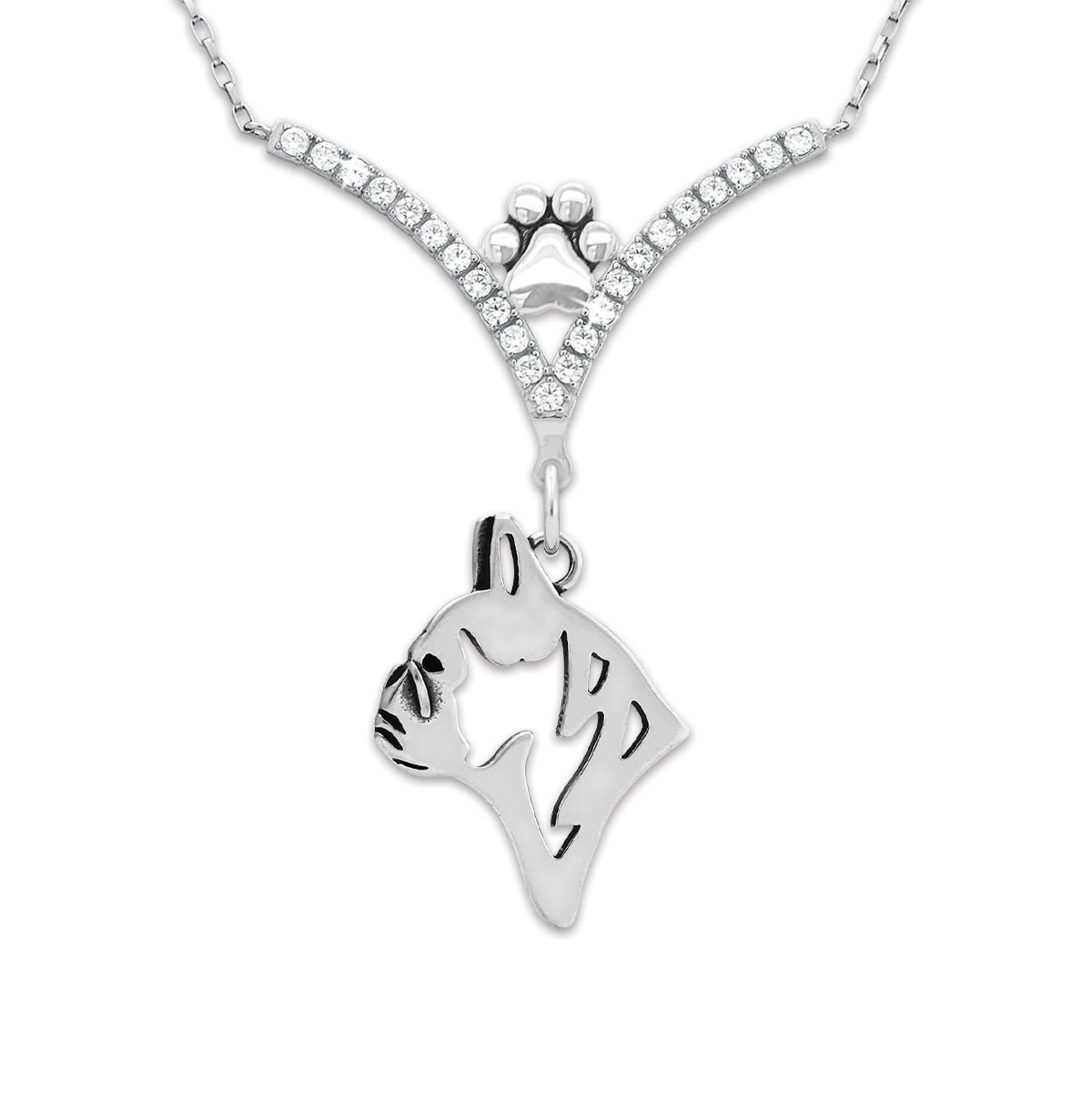 CZ French Bulldog Necklace
