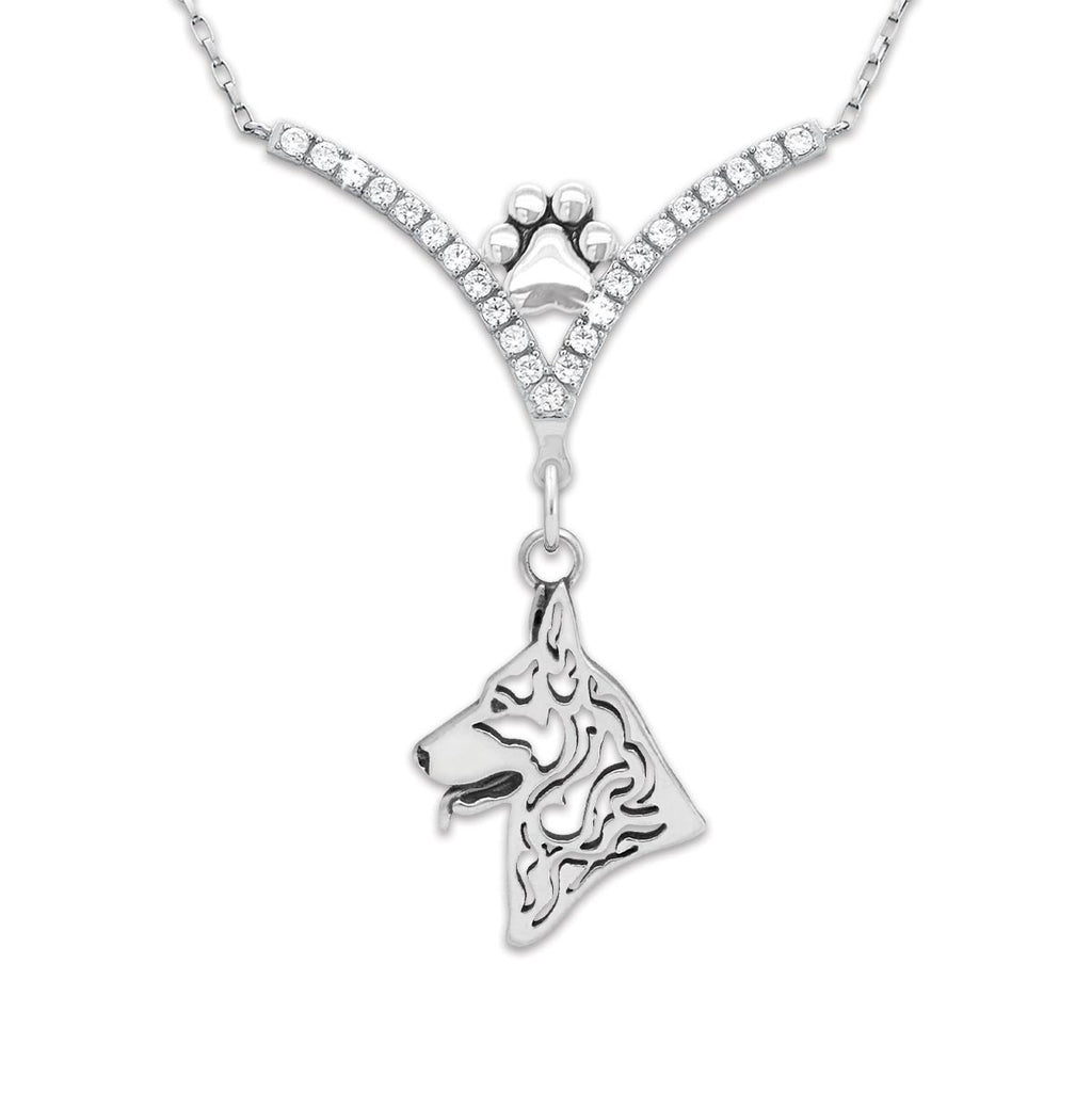 CZ German Shepherd Dog Necklace