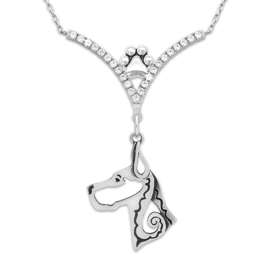 CZ Great Dane Necklace