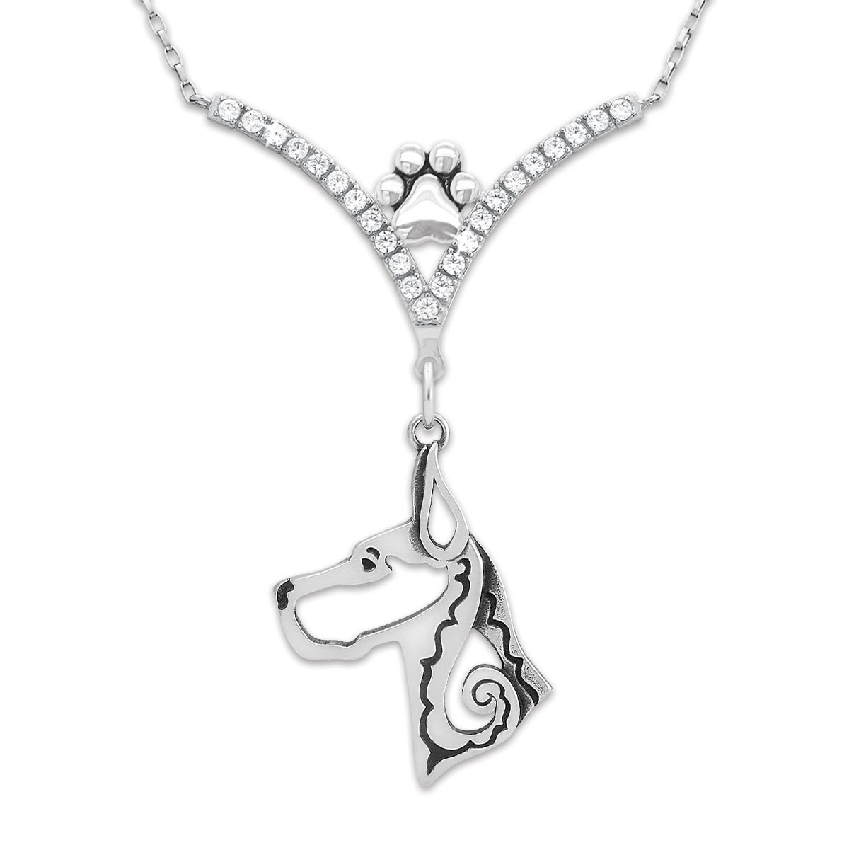 CZ Great Dane Necklace
