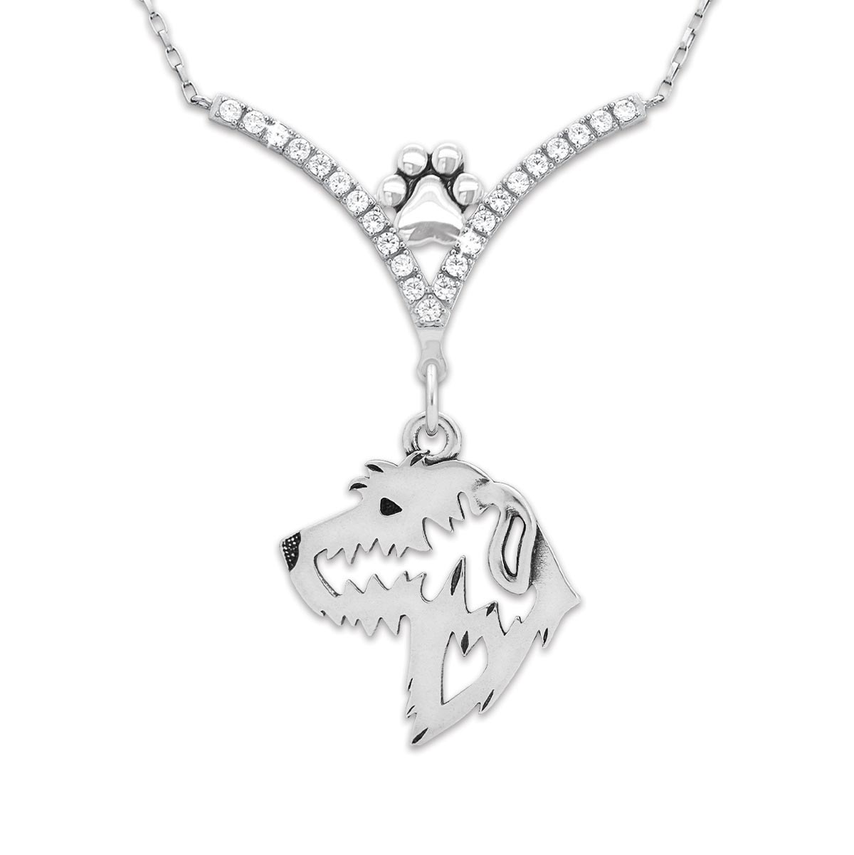 CZ Irish Wolfhound Necklace