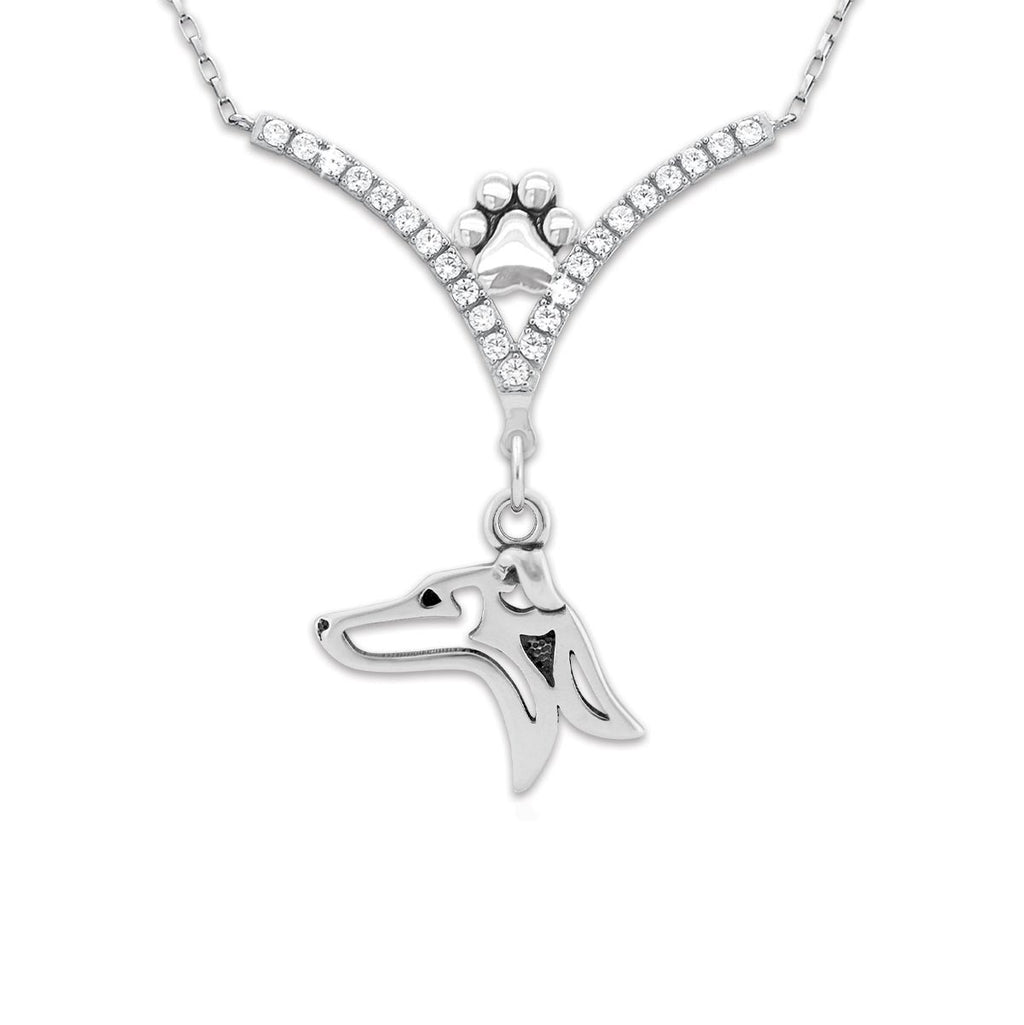 CZ Italian Greyhound Necklace