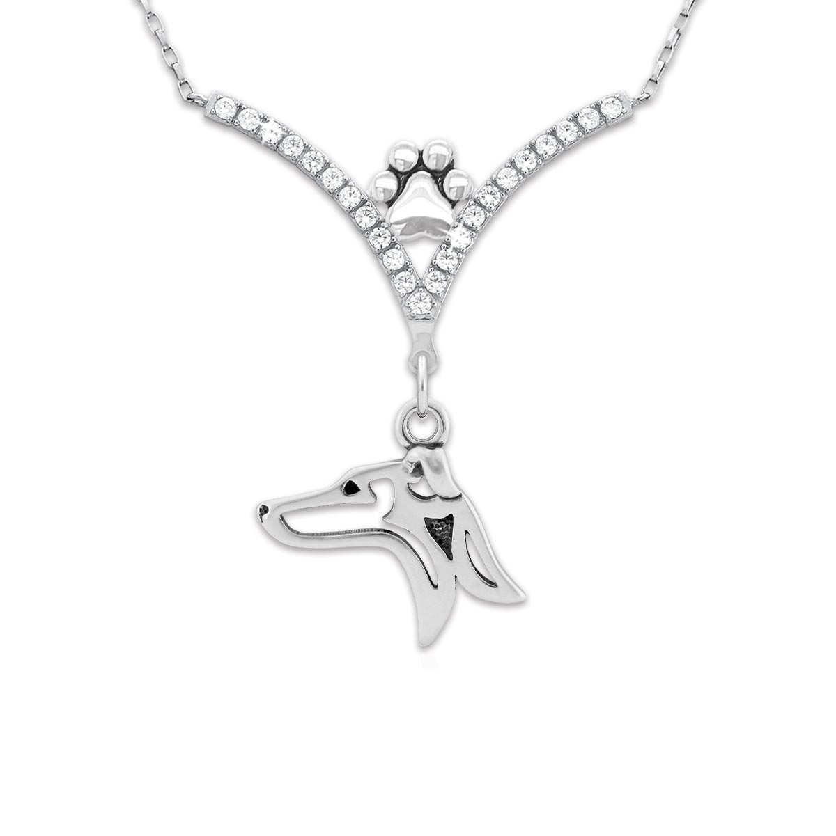 CZ Italian Greyhound Necklace