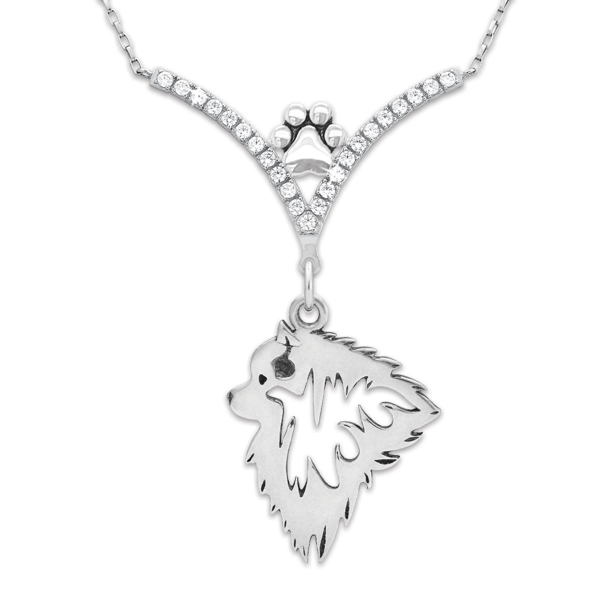 CZ Keeshond Necklace