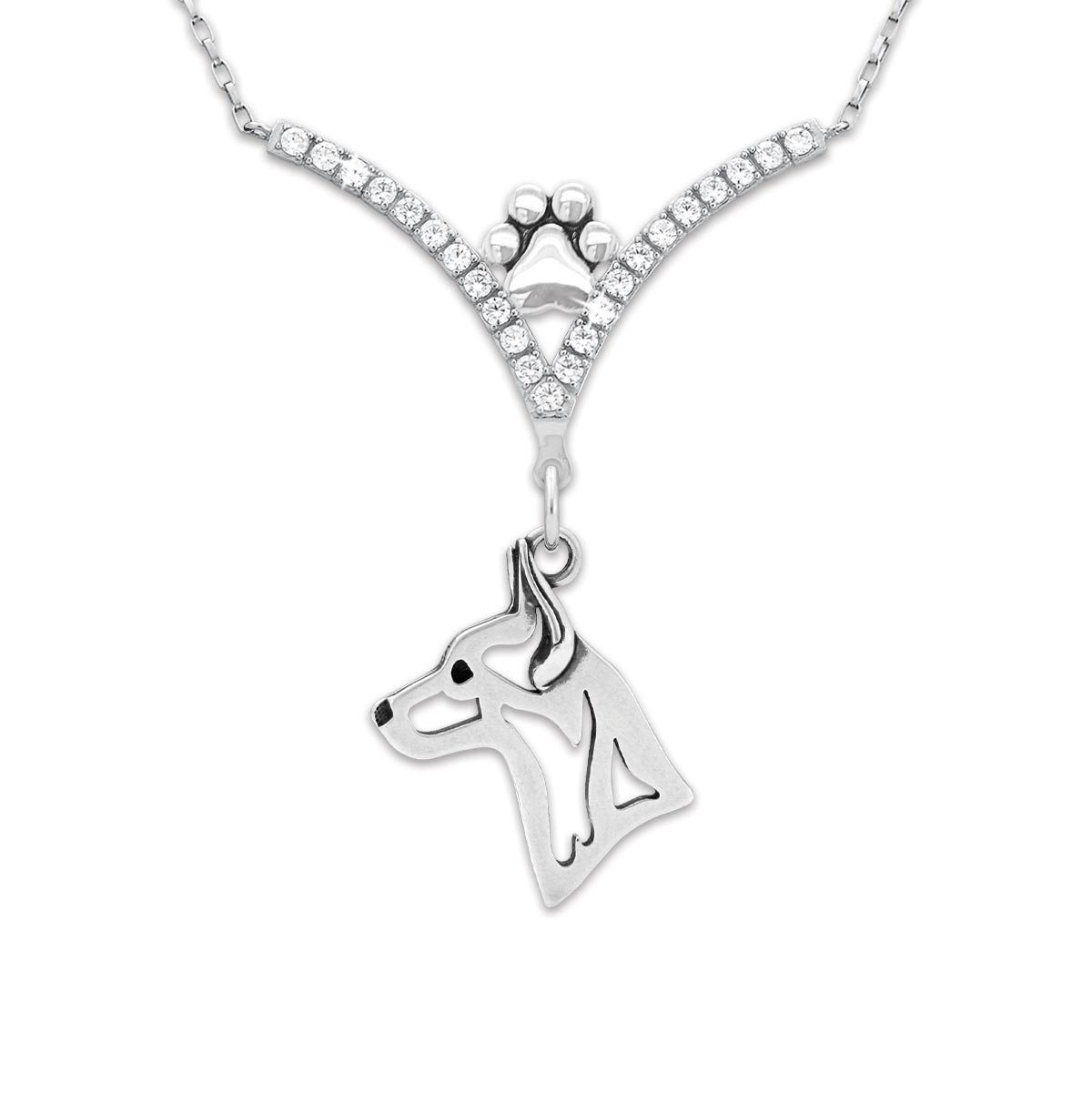CZ Rat Terrier Necklace
