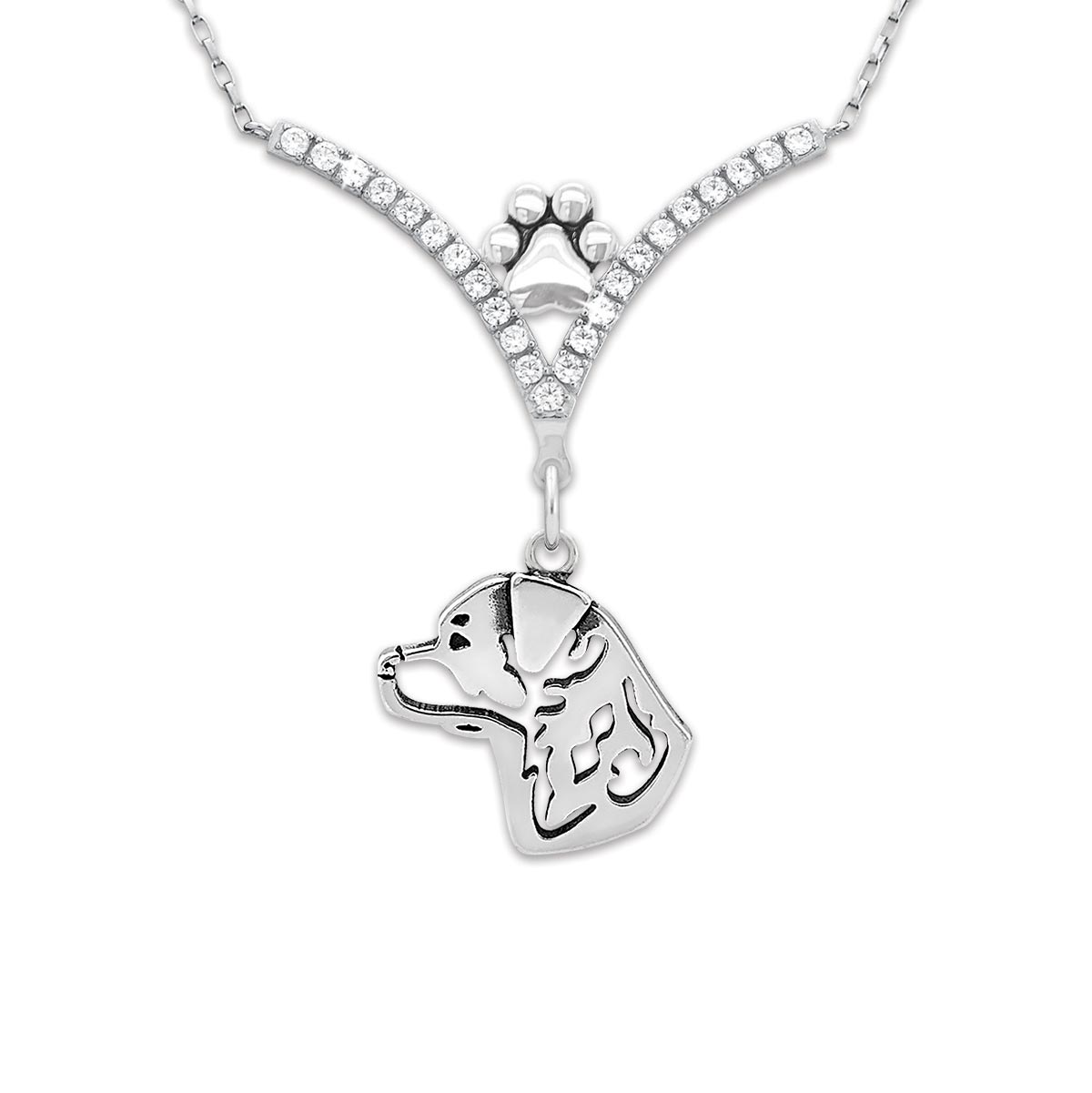 CZ Rottweiler Necklace