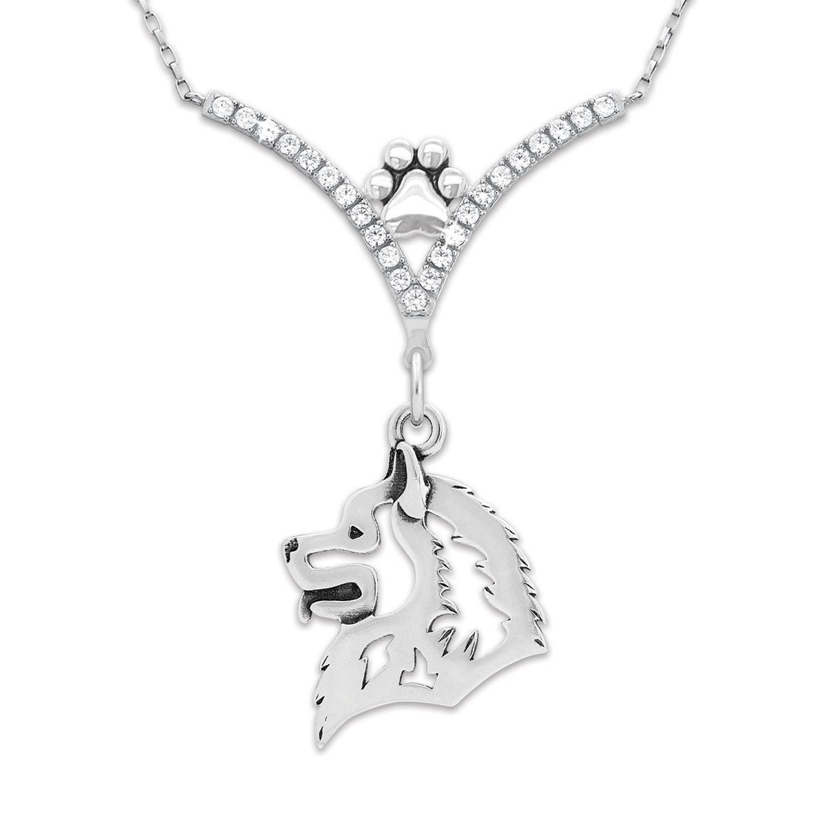 CZ Samoyed Necklace