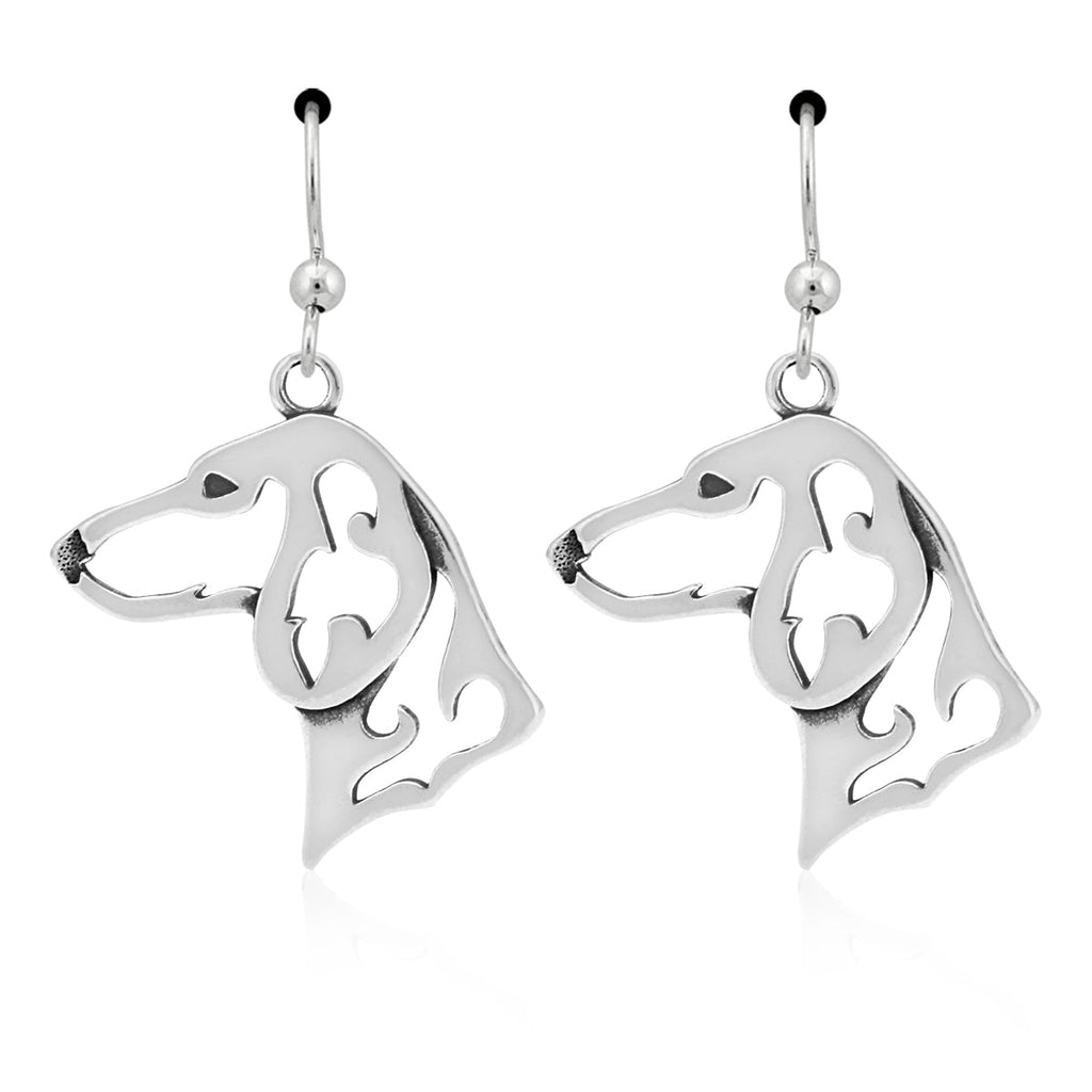 Dachshund Earrings in Sterling Silver, Smooth Coat