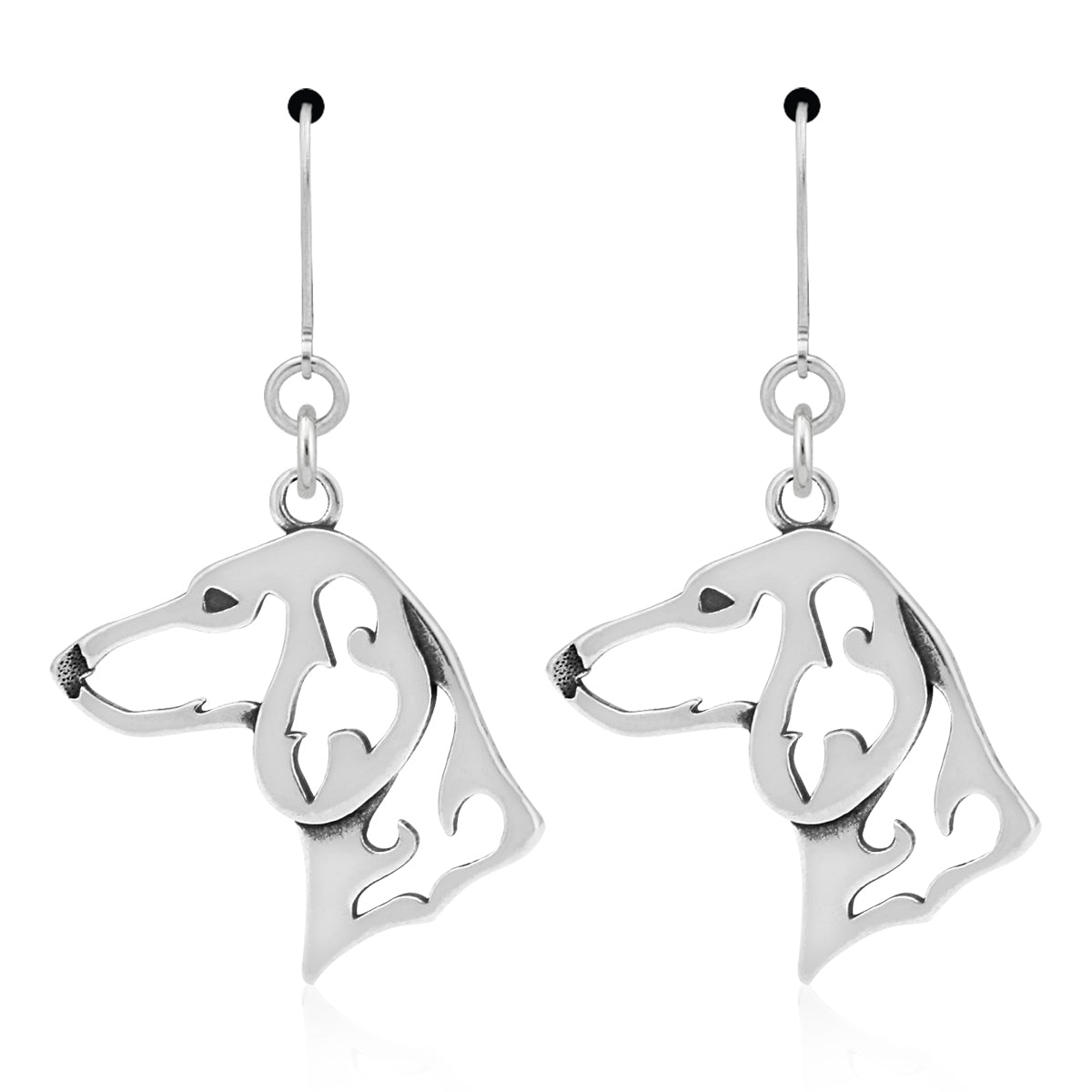 Dachshund Earrings in Sterling Silver, Smooth Coat