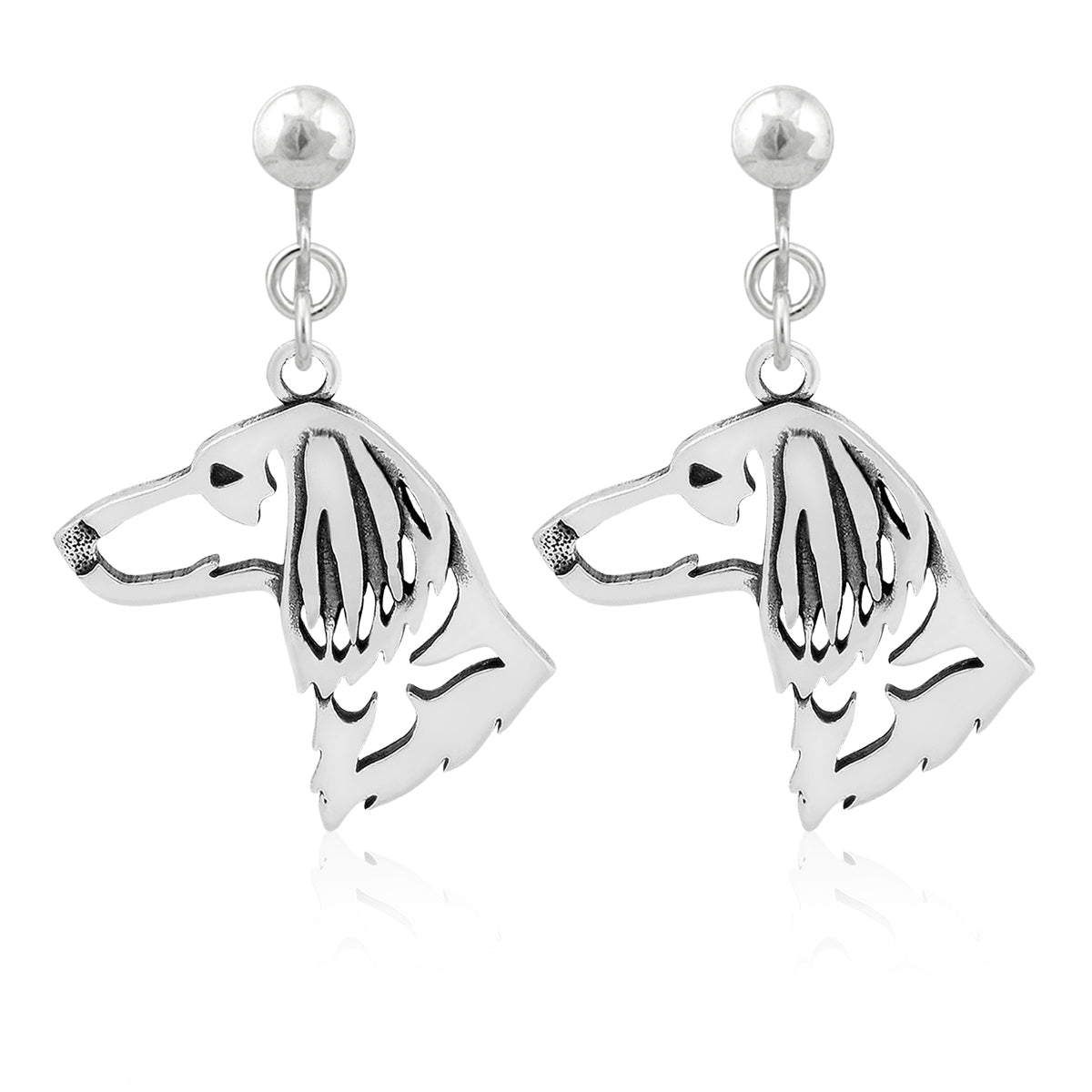 Dachshund Earrings in Sterling Silver, Longhaired