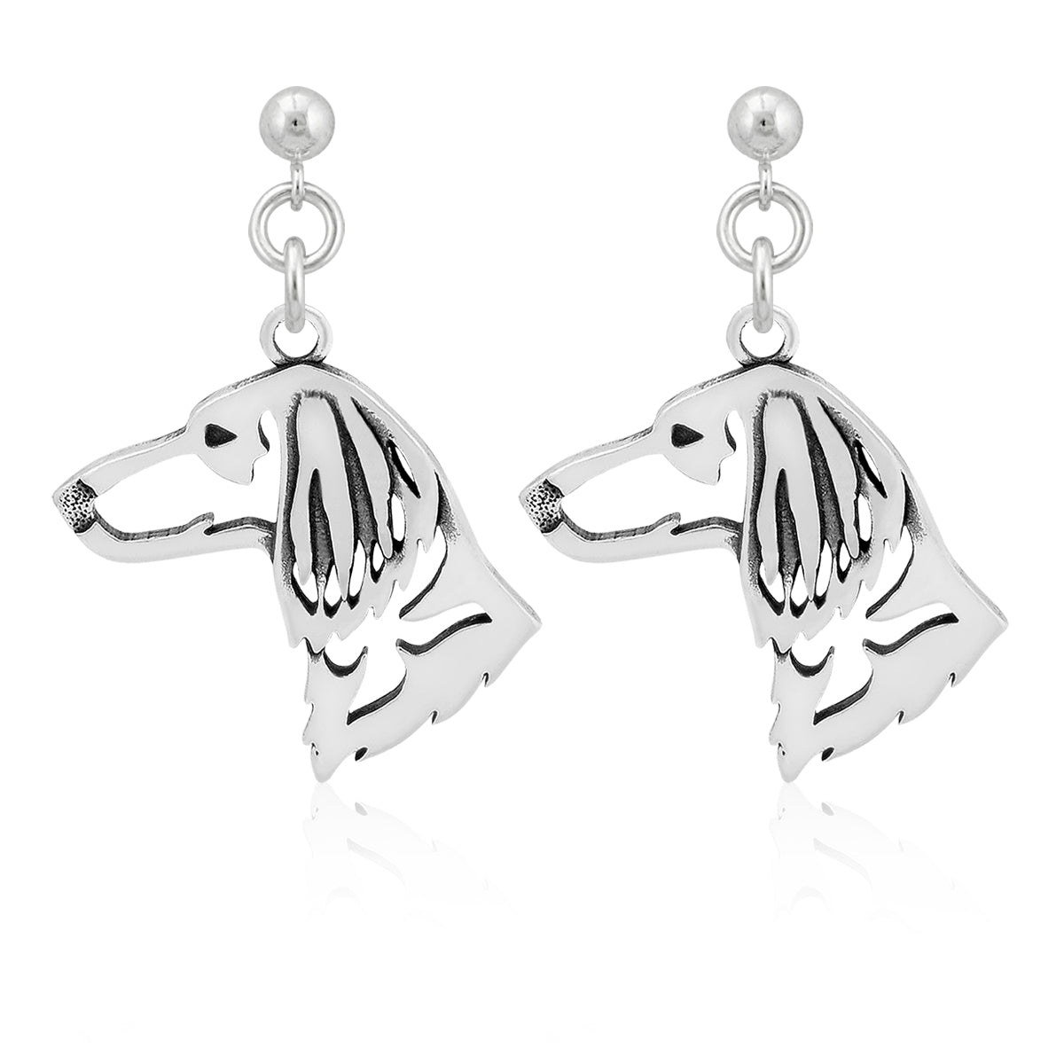 Dachshund Earrings in Sterling Silver, Longhaired
