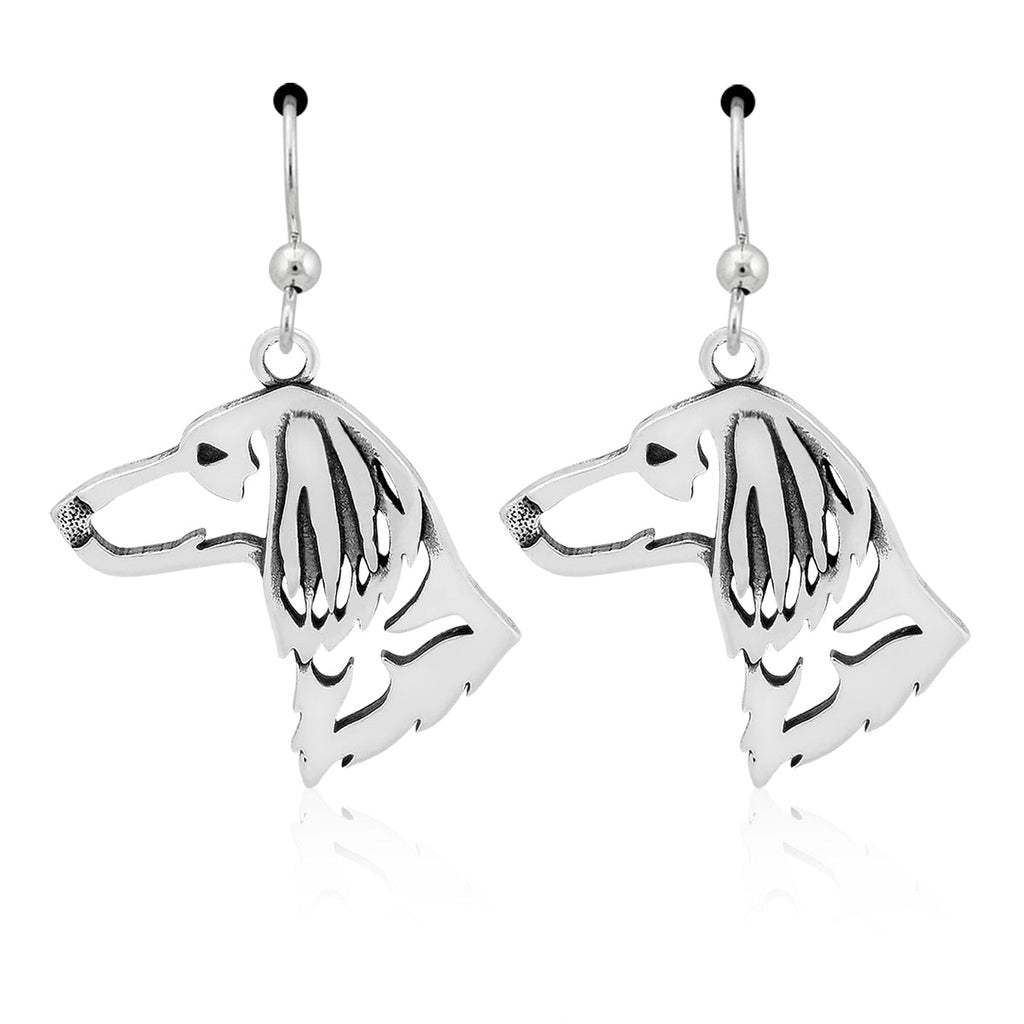 Dachshund Earrings in Sterling Silver, Longhaired