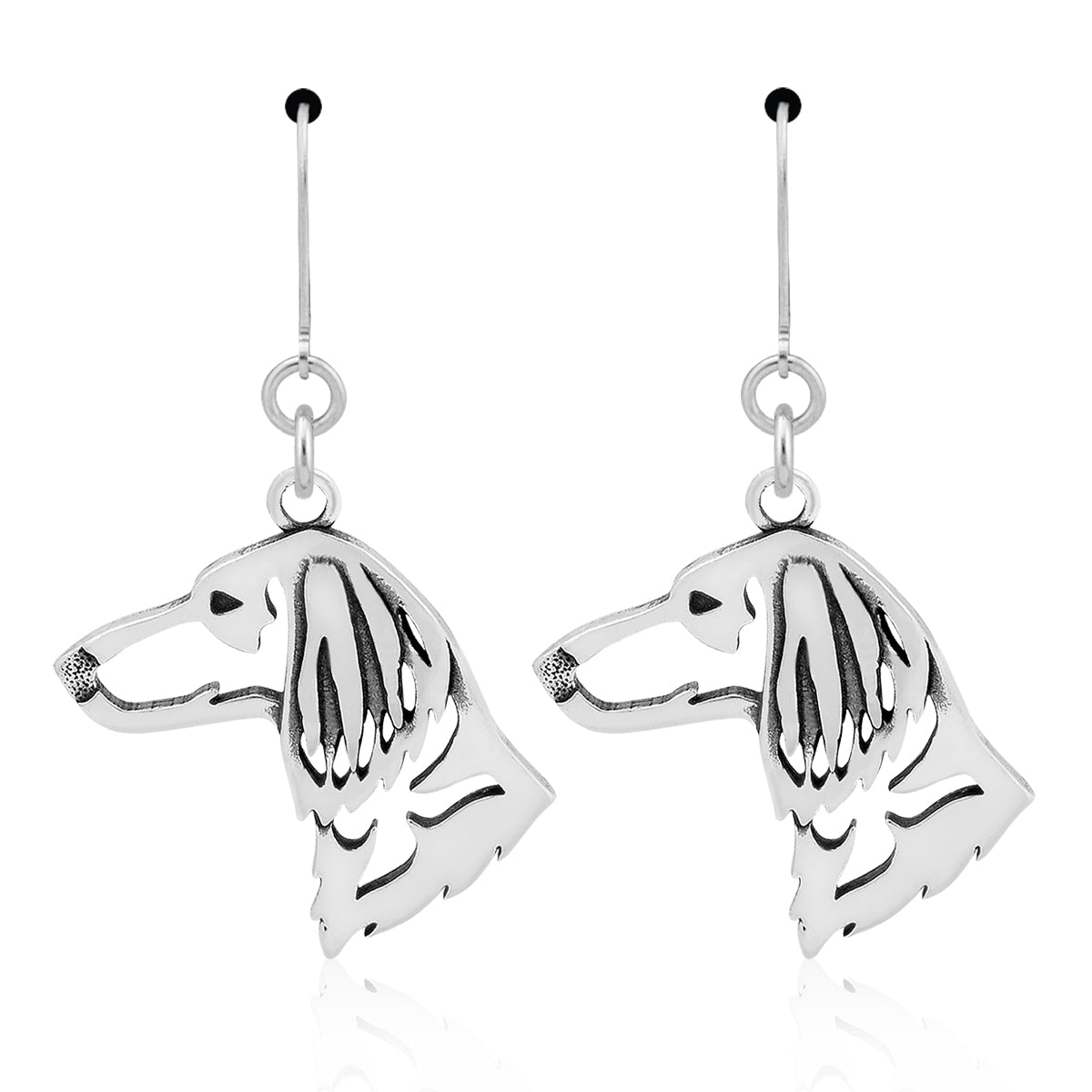 Dachshund Earrings in Sterling Silver, Longhaired