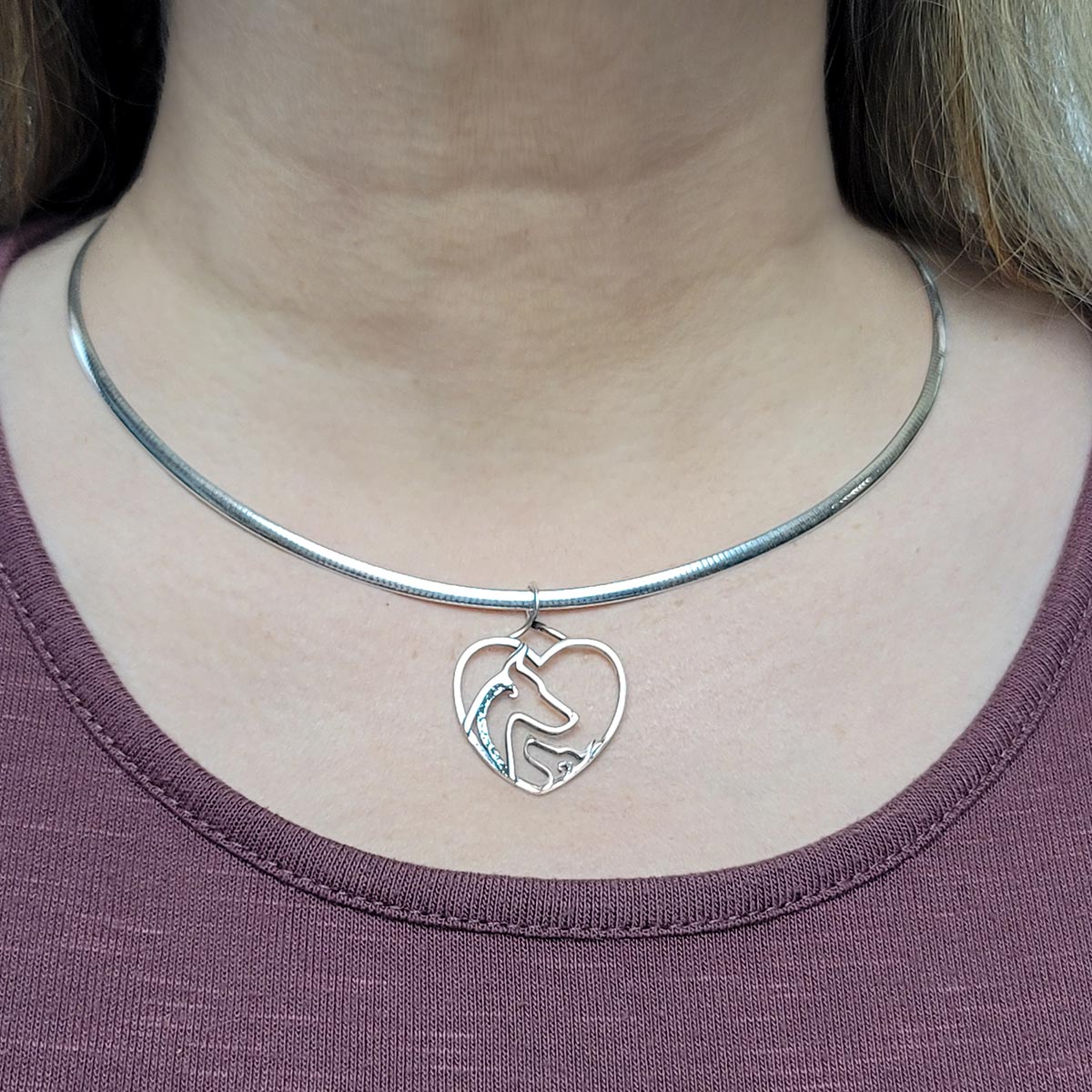 Doberman Pinscher Heart Necklace