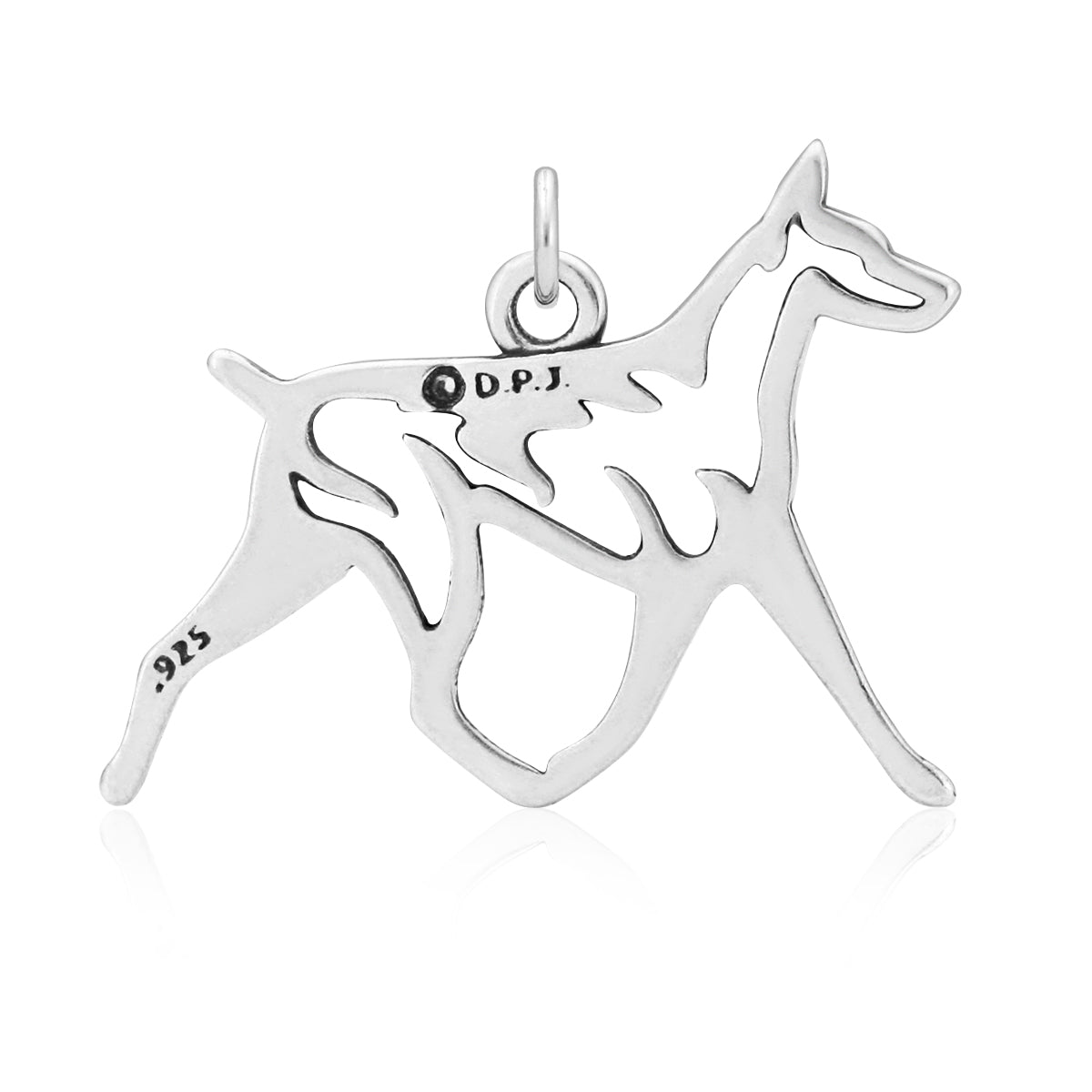 Sterling Silver Doberman Pinscher Necklace Pendant