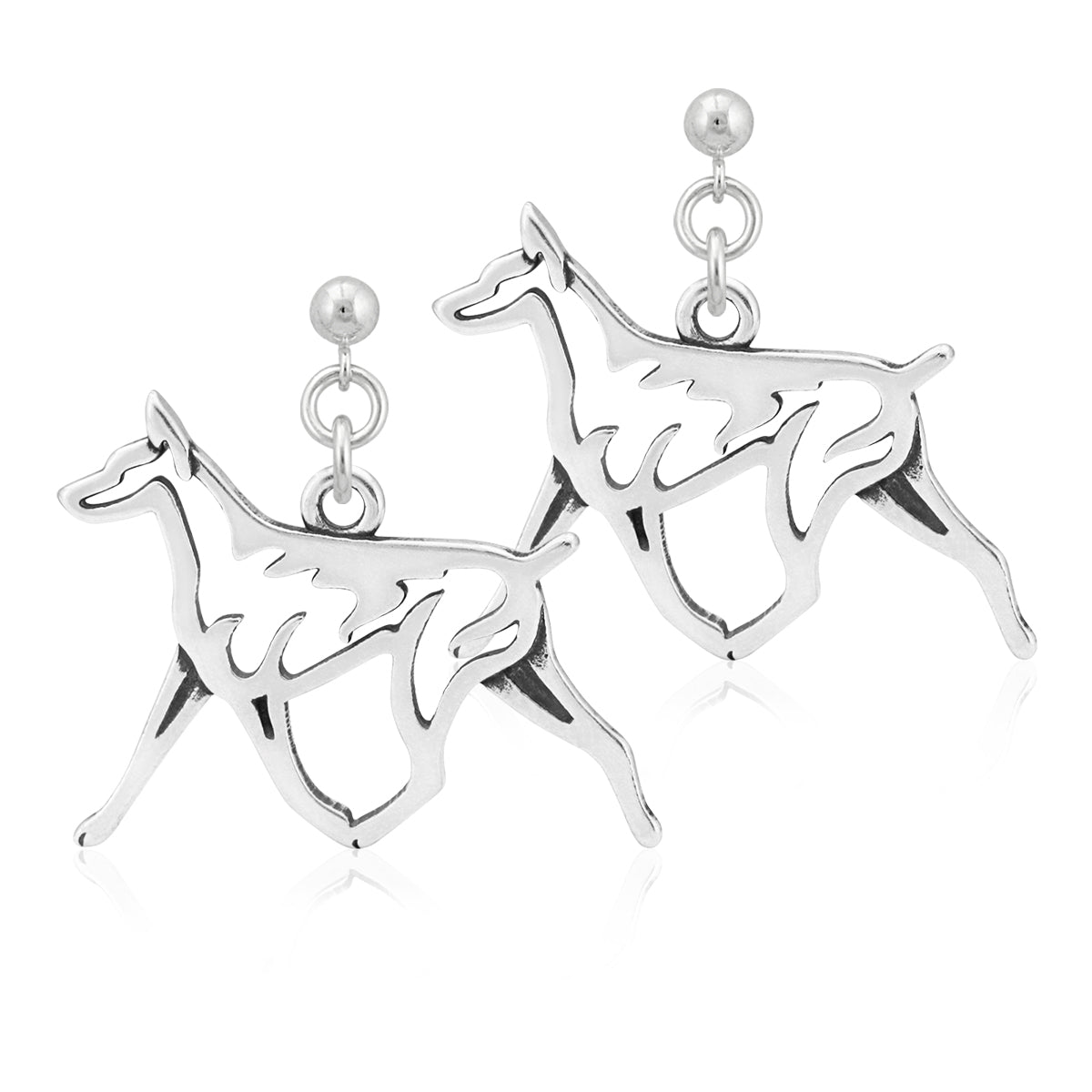 Sterling Silver Doberman Pinscher Dangle Earrings