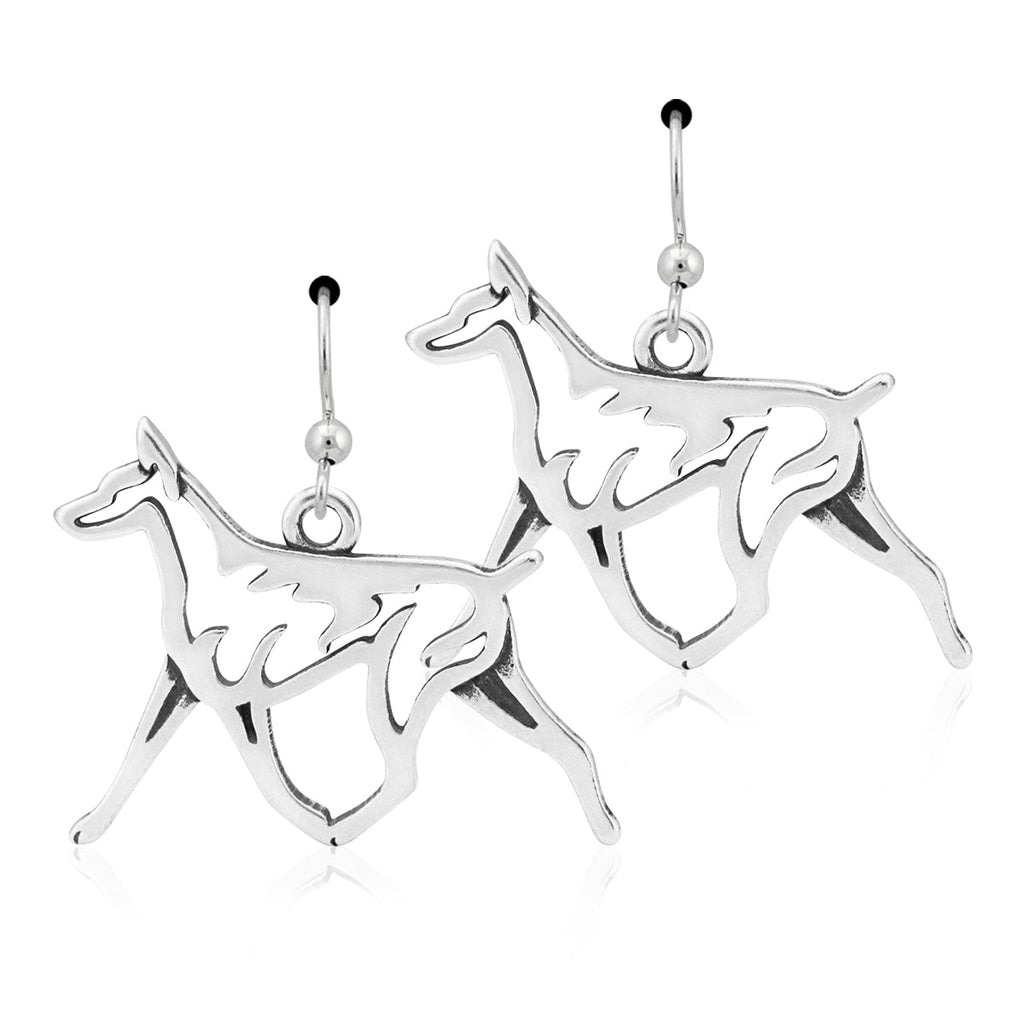 Sterling Silver Doberman Pinscher Dangle Earrings