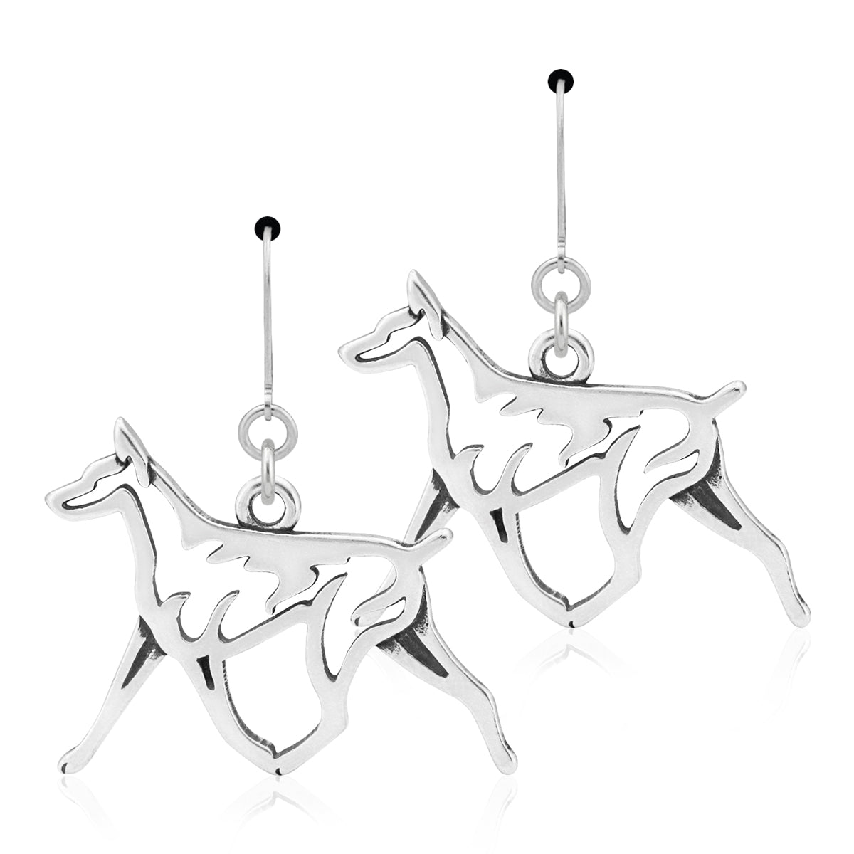 Sterling Silver Doberman Pinscher Dangle Earrings