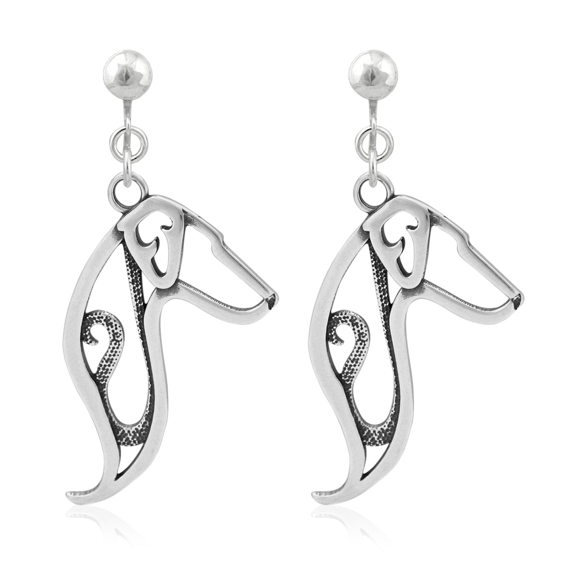 Doberman Pinscher Earrings in Sterling Silver, Natural Ears