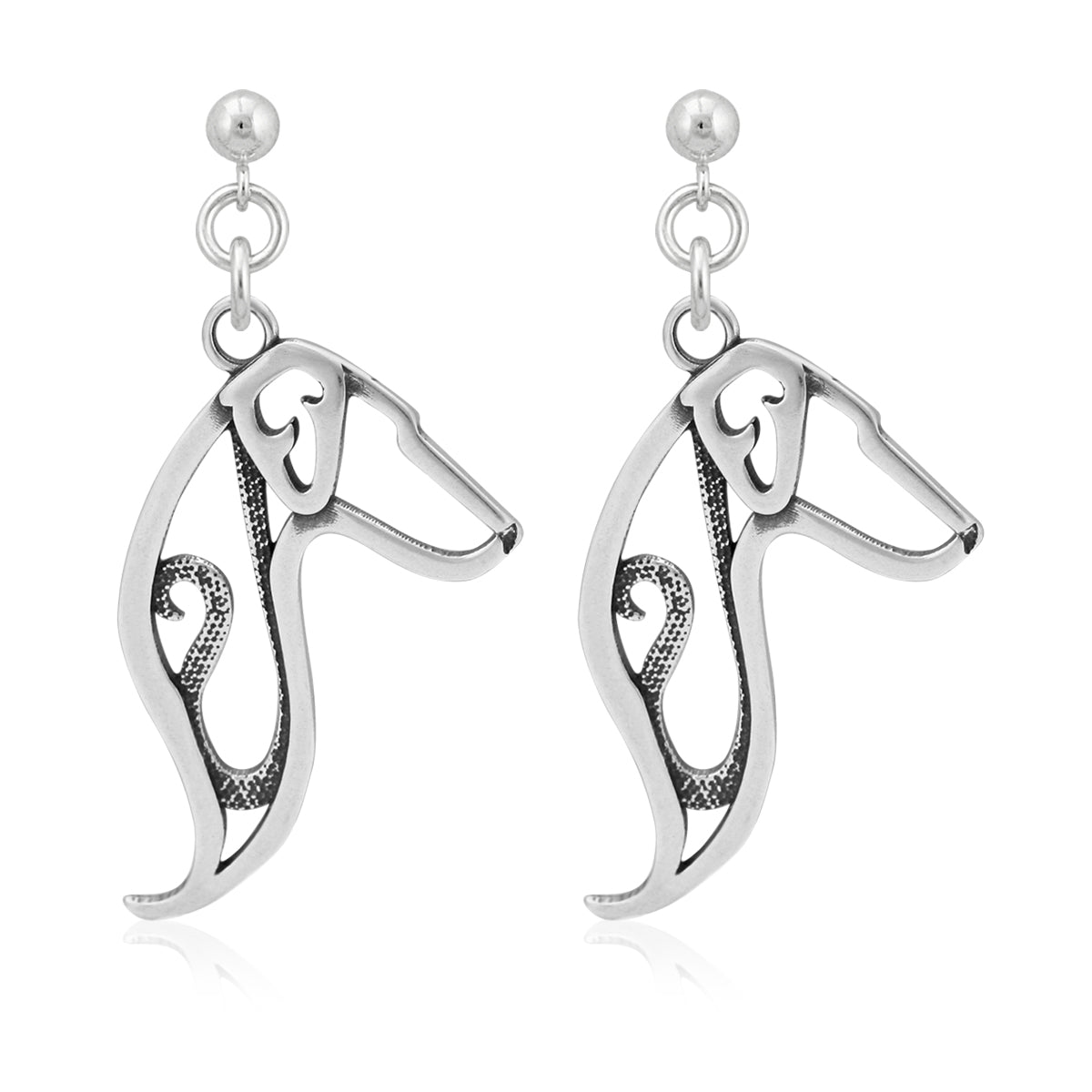 Doberman Pinscher Earrings in Sterling Silver, Natural Ears