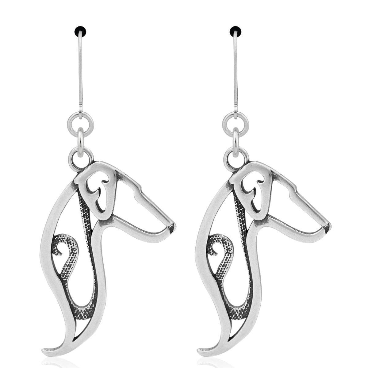 Doberman Pinscher Earrings in Sterling Silver, Natural Ears