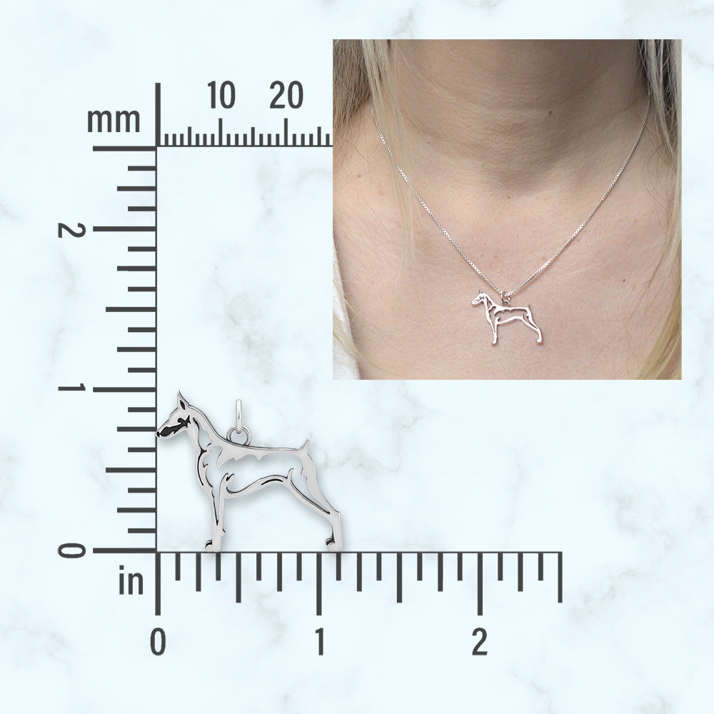 Sterling Silver Doberman Pinscher Necklace Jewelry