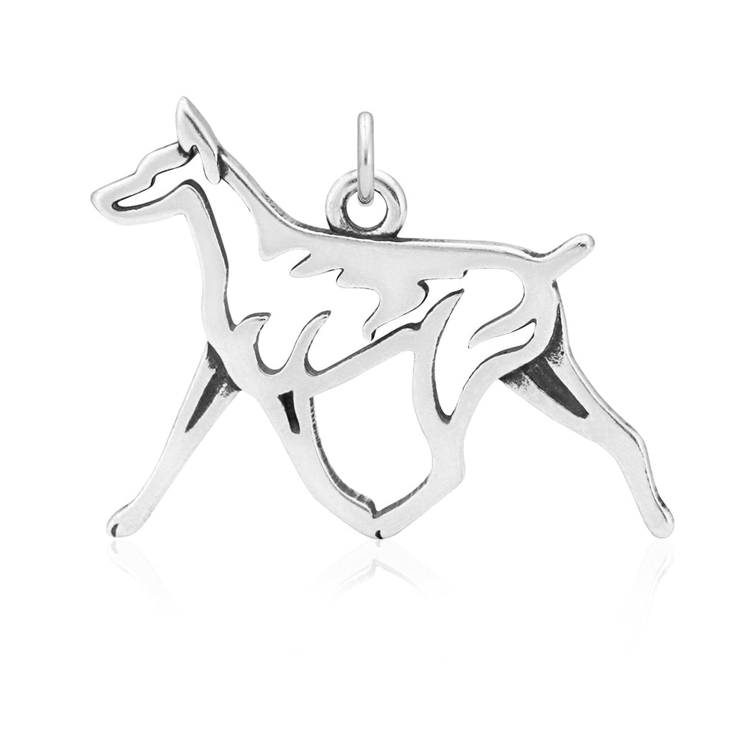 Sterling Silver Doberman Pinscher Necklace Pendant