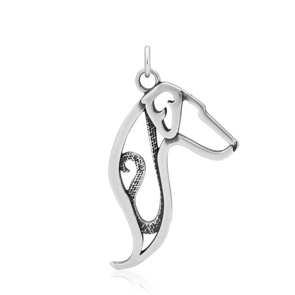 Doberman Pinscher Necklace in Sterling Silver, Natural Ears