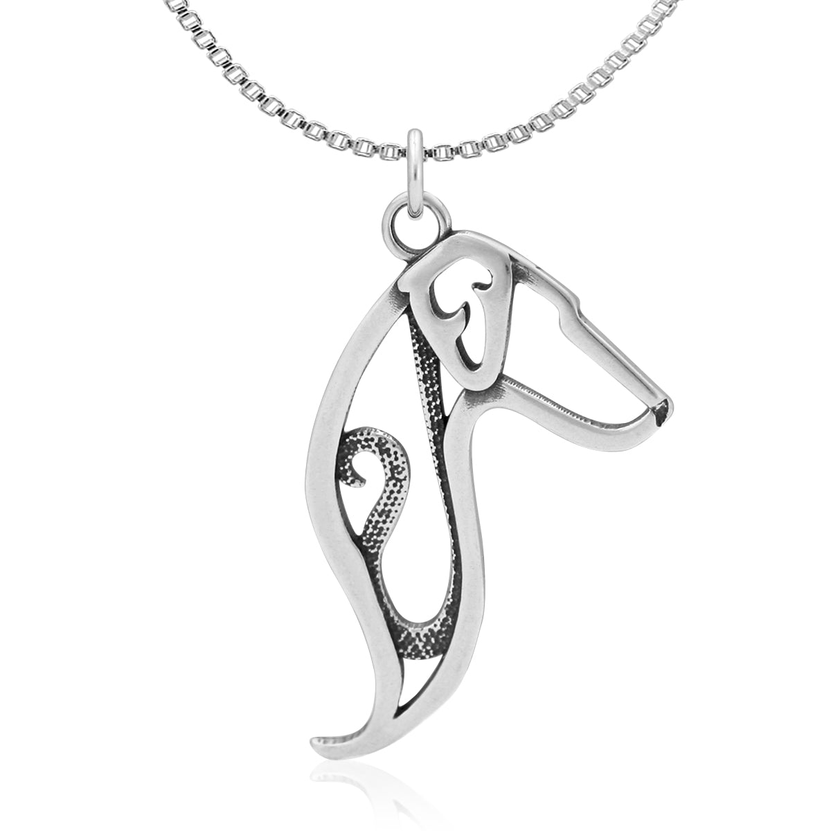 Doberman Pinscher Necklace in Sterling Silver, Natural Ears