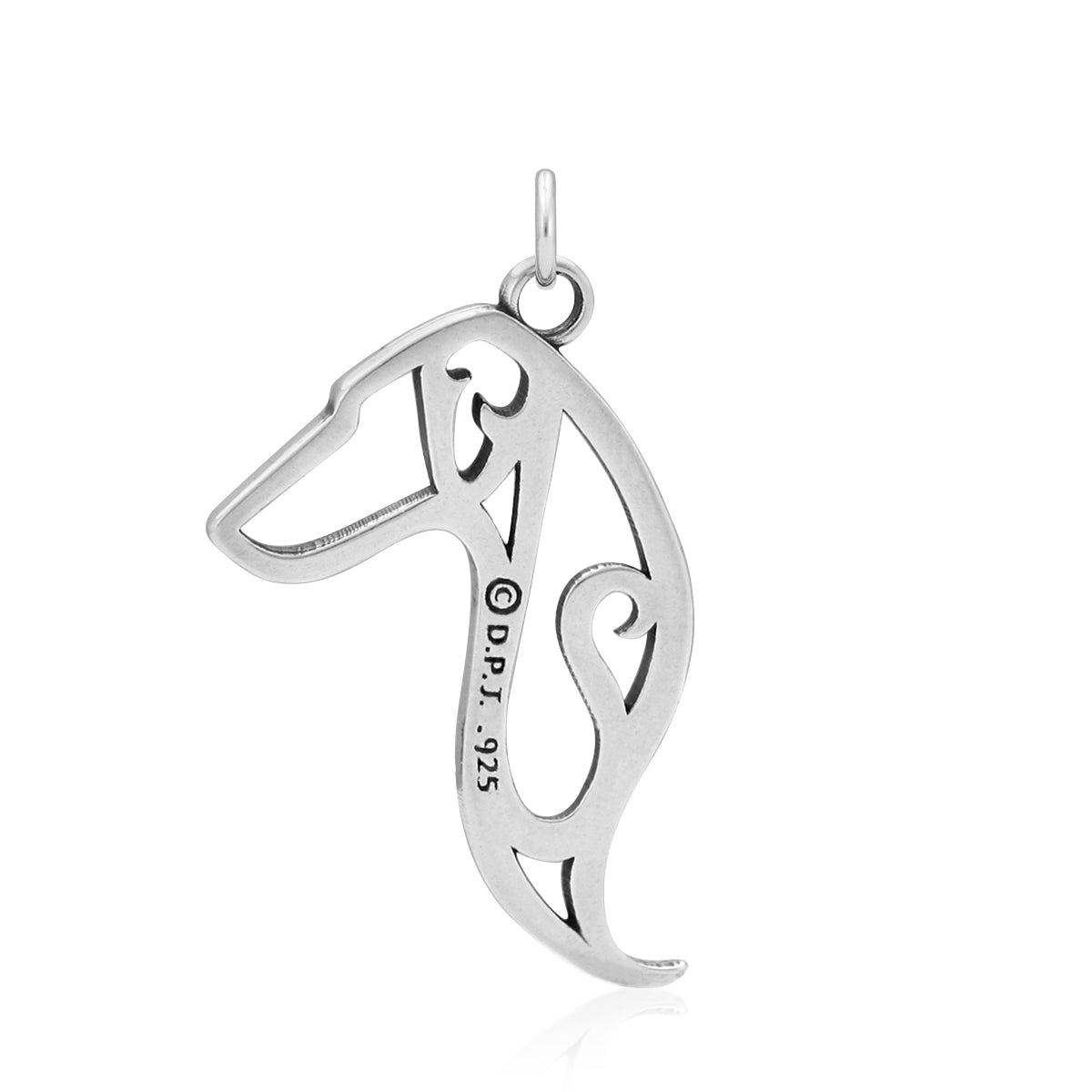 Doberman Pinscher Necklace in Sterling Silver, Natural Ears