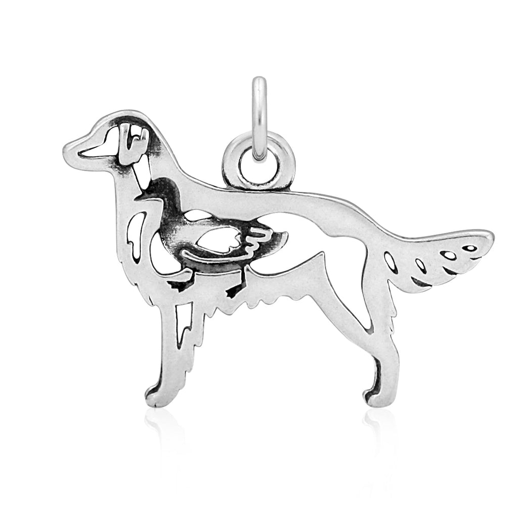 Sterling Silver Flat-Coated Retriever Necklace Jewelry