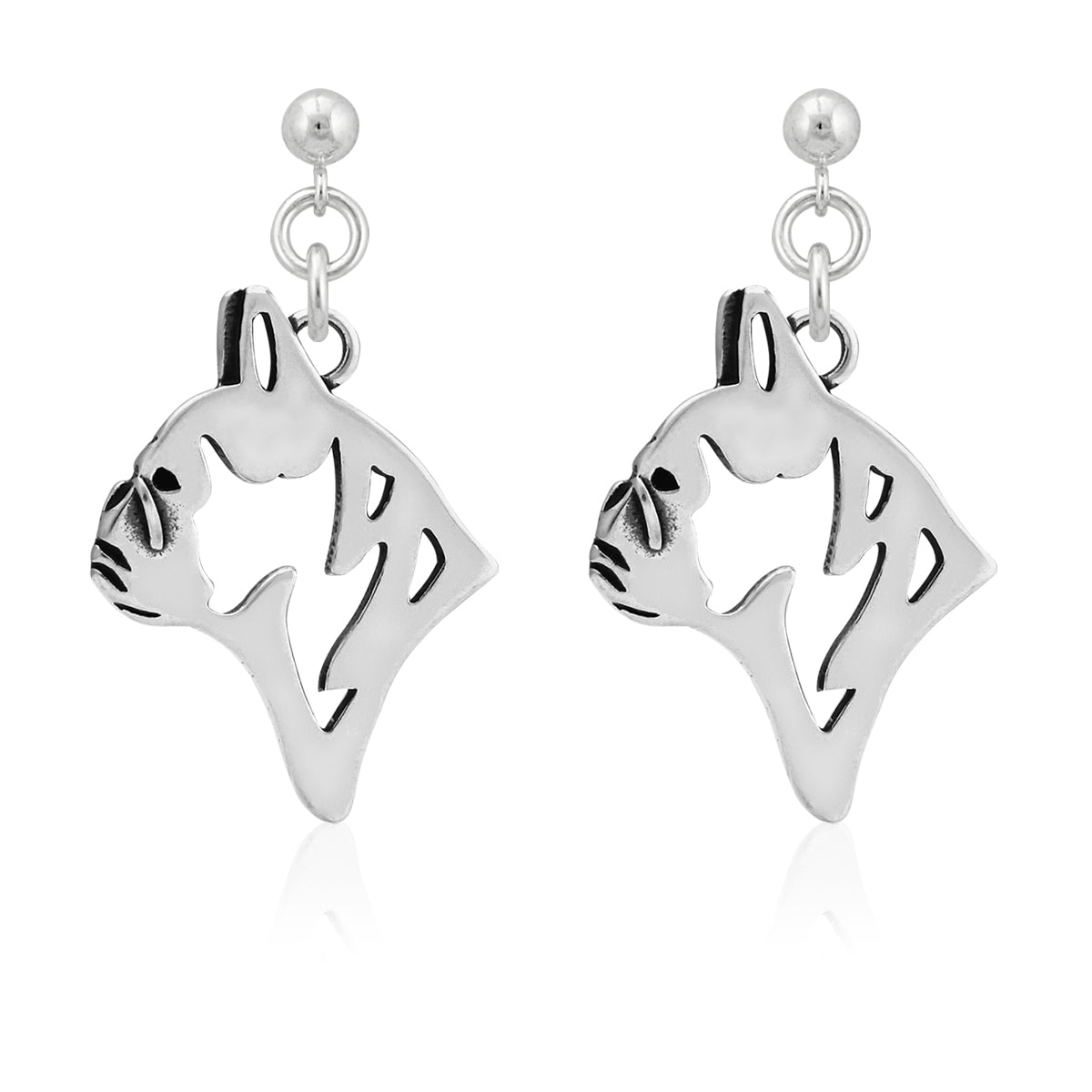 French Bulldog Earrings in Sterling Silver