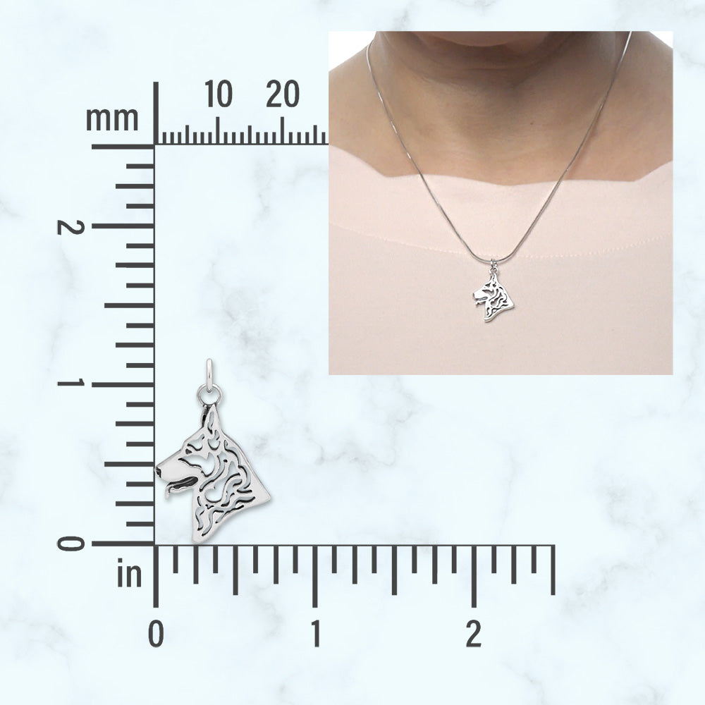 German Shepherd Necklace in Sterling Silver
