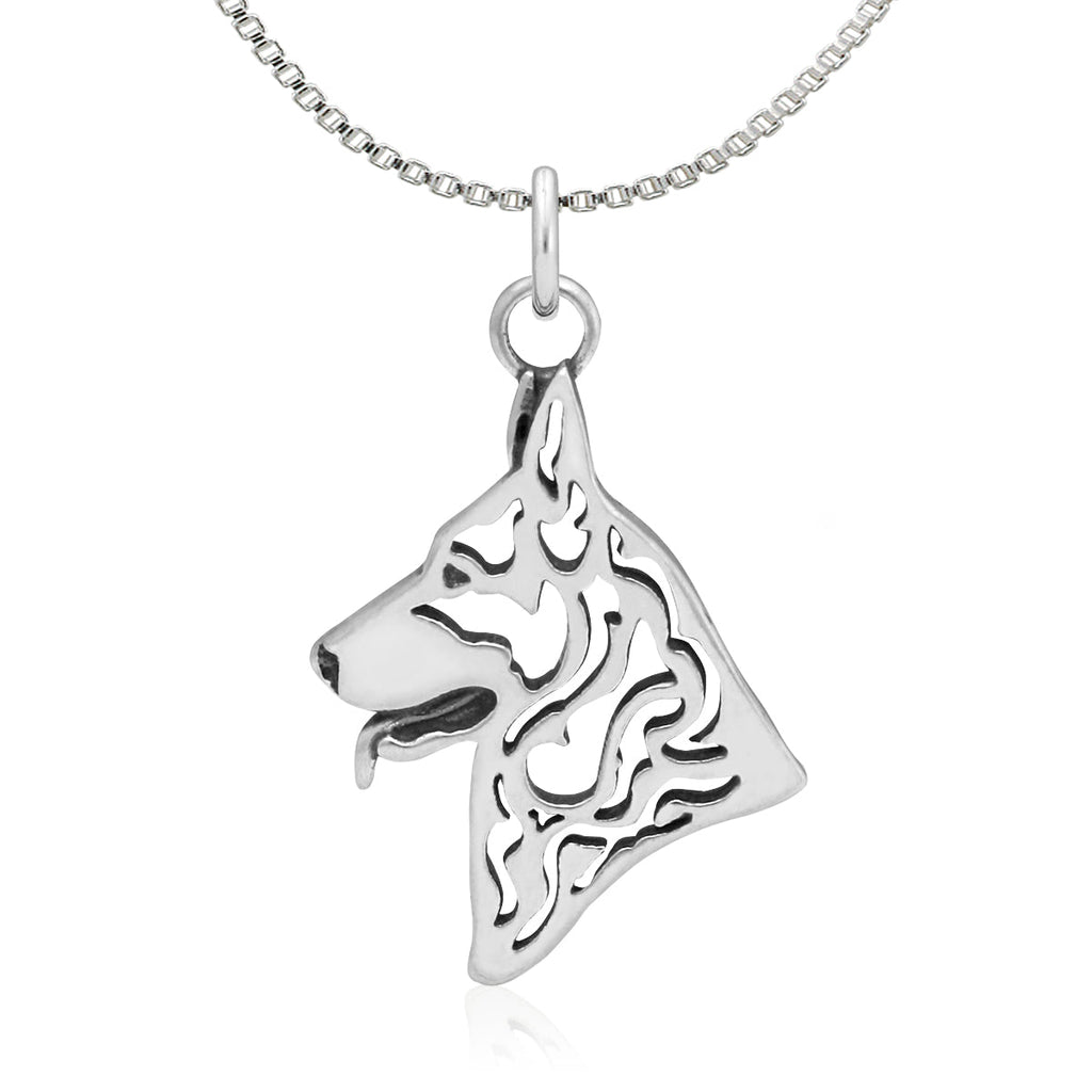 German Shepherd Necklace in Sterling Silver