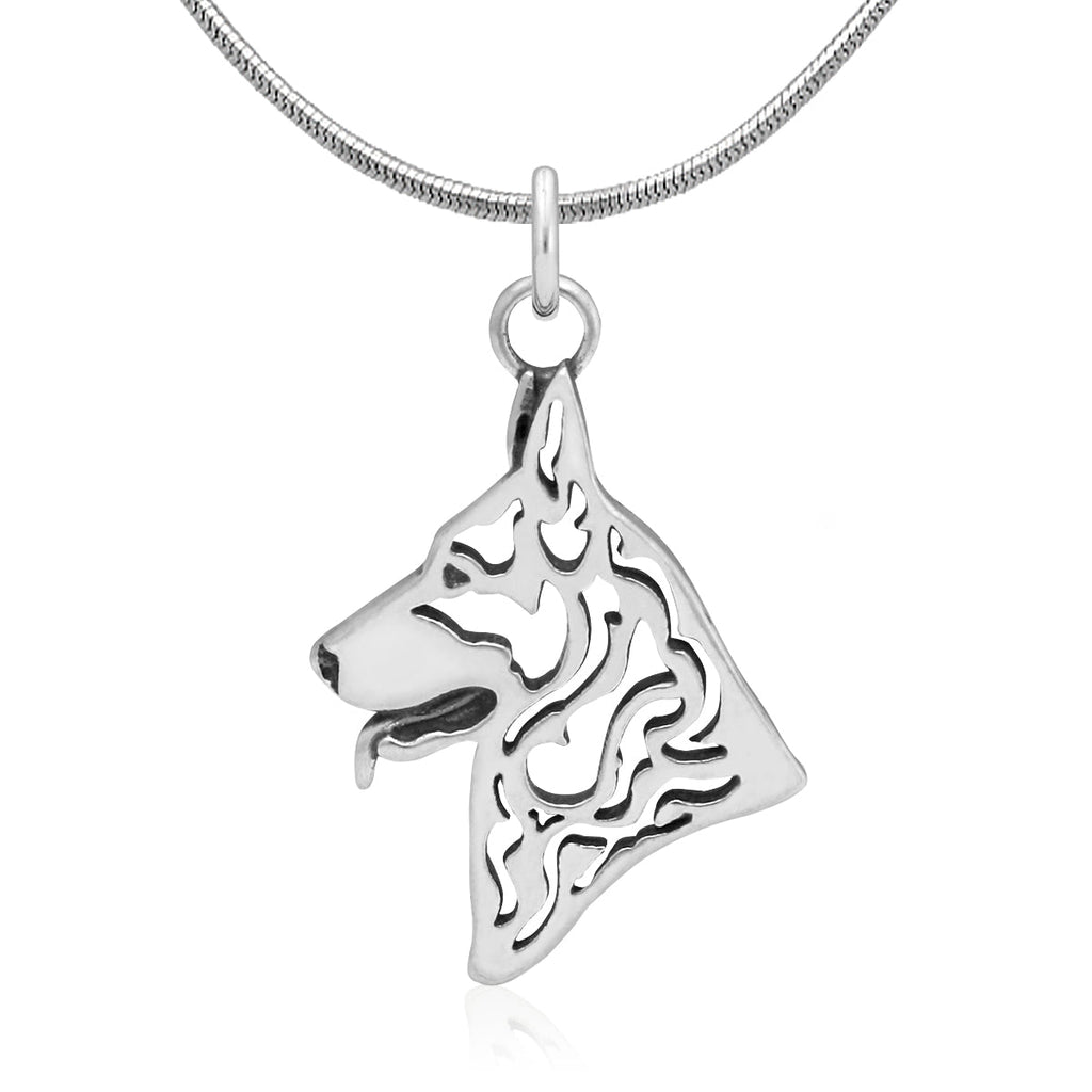 German Shepherd Necklace in Sterling Silver