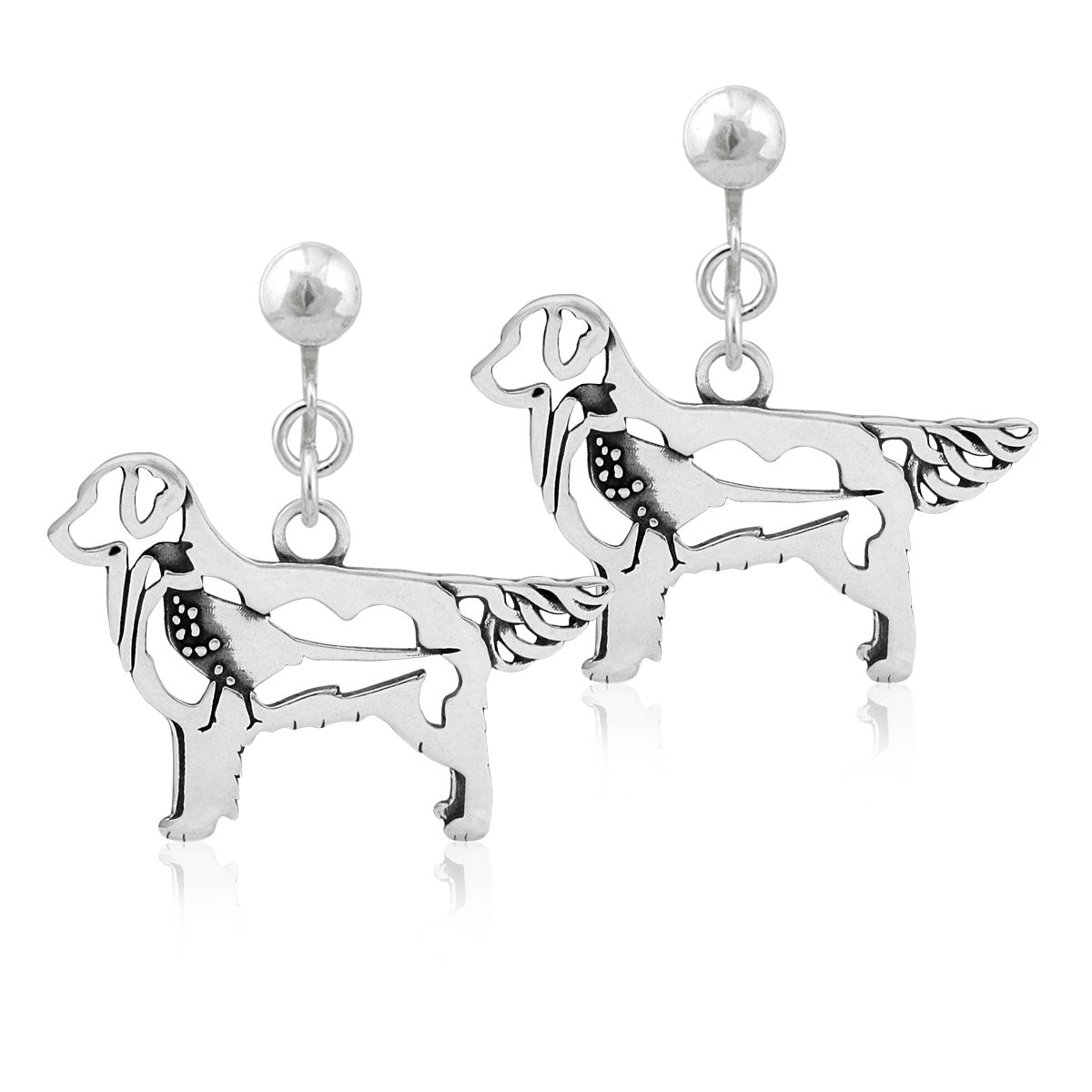 Sterling Silver Golden Retriever Dangle Earrings