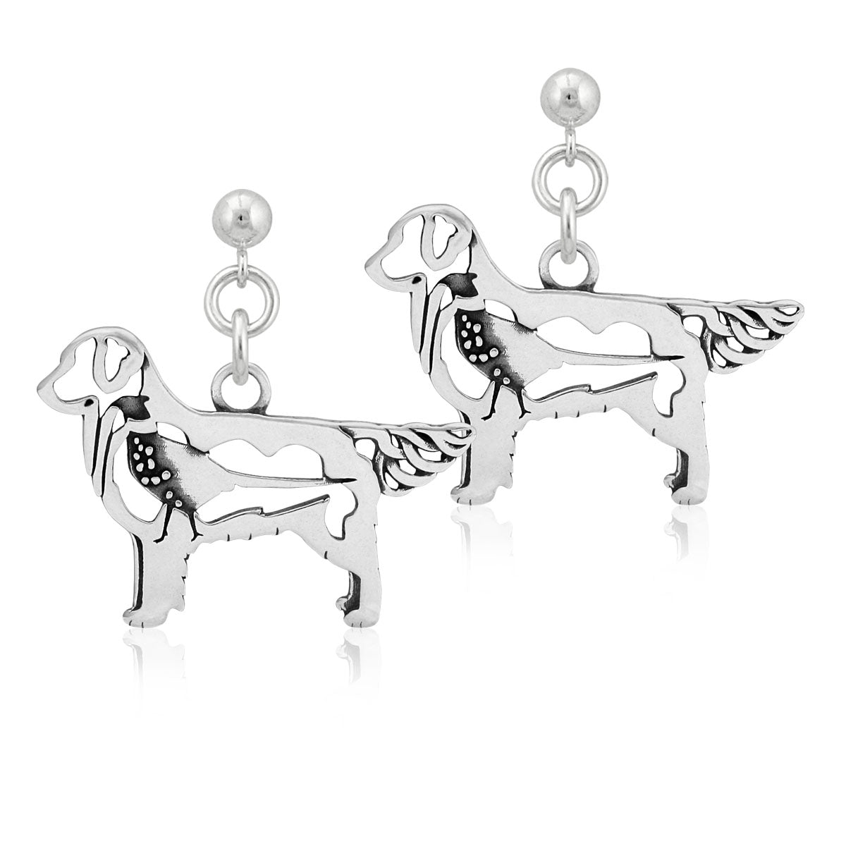 Sterling Silver Golden Retriever Dangle Earrings